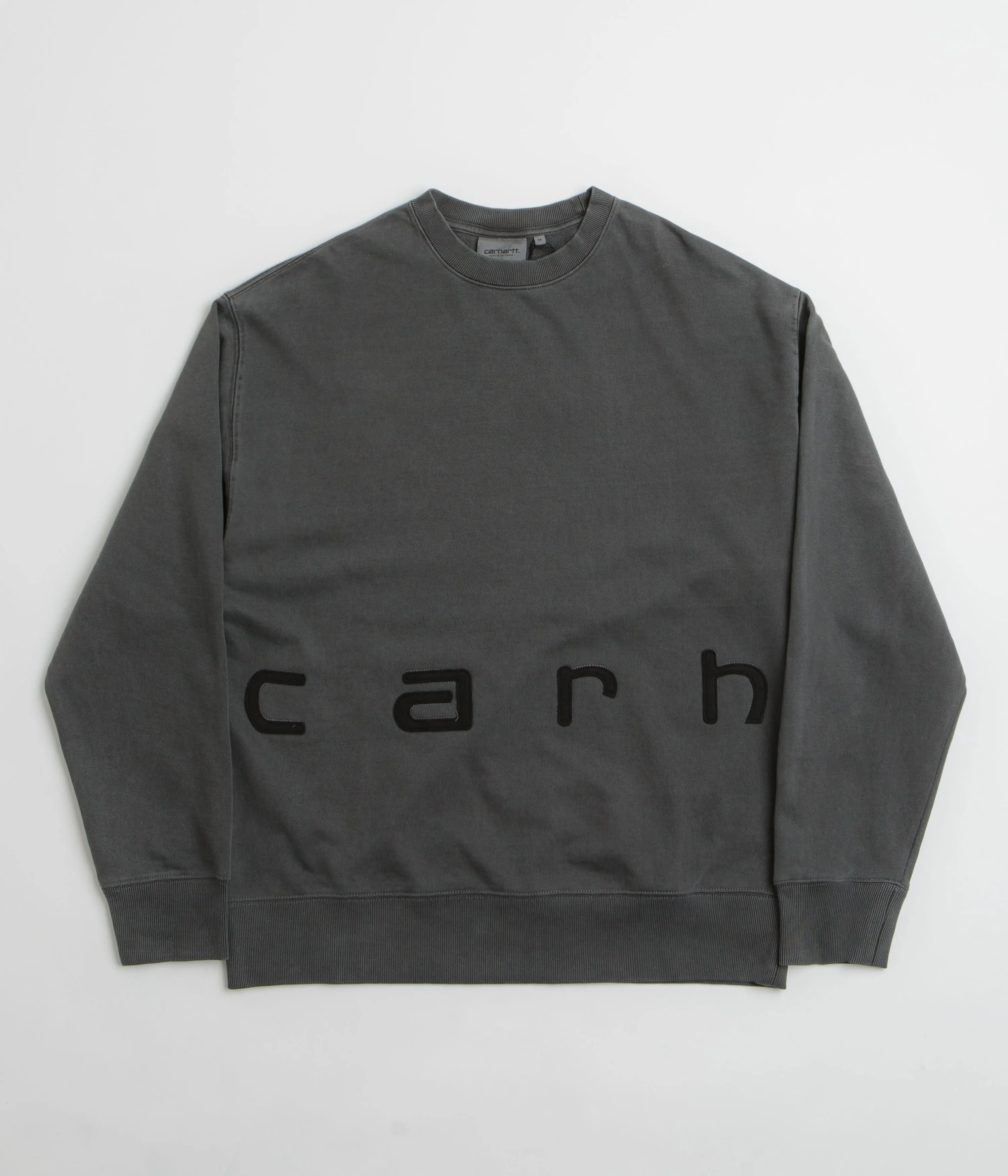 Carhartt Felt Script Crewneck Sweatshirt - Black / Black goes with shorts