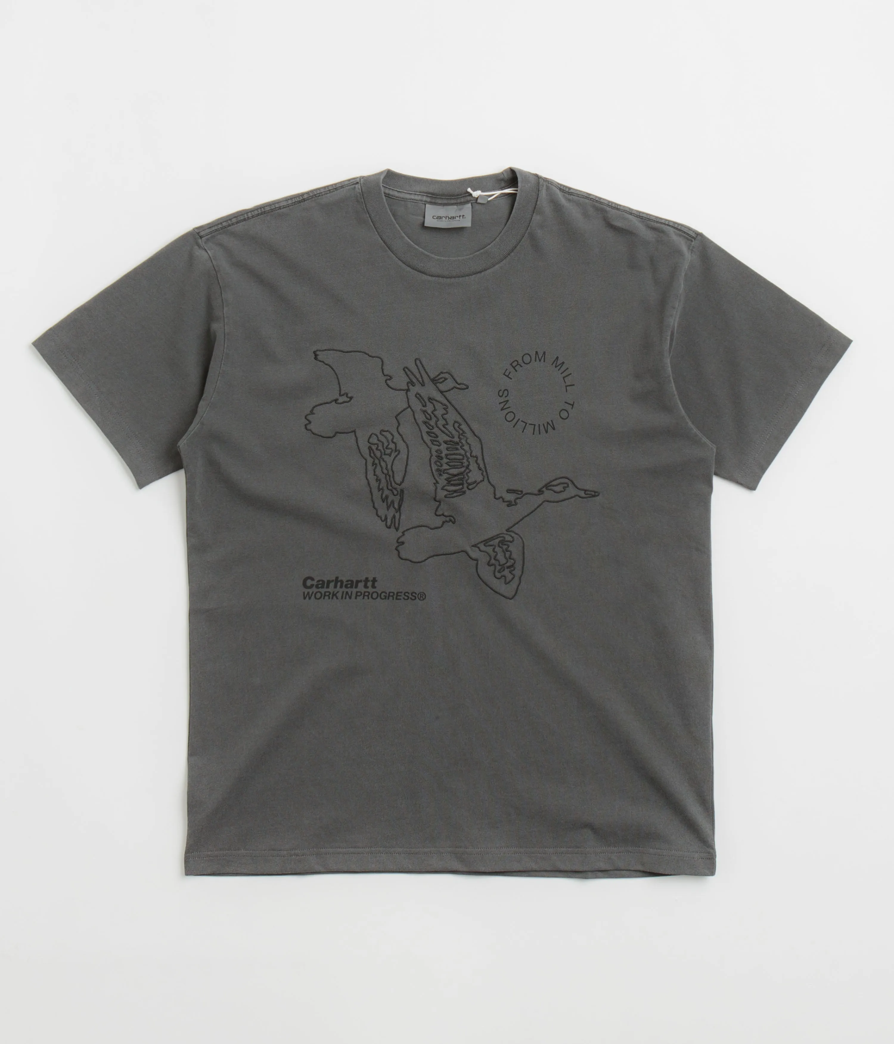Carhartt Flying Ducks T-Shirt - Graphite romper silhouette Circular Knit Collar