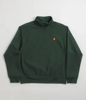 shrink-resistant Carhartt Half Zip American Script Sweatshirt - Conifer