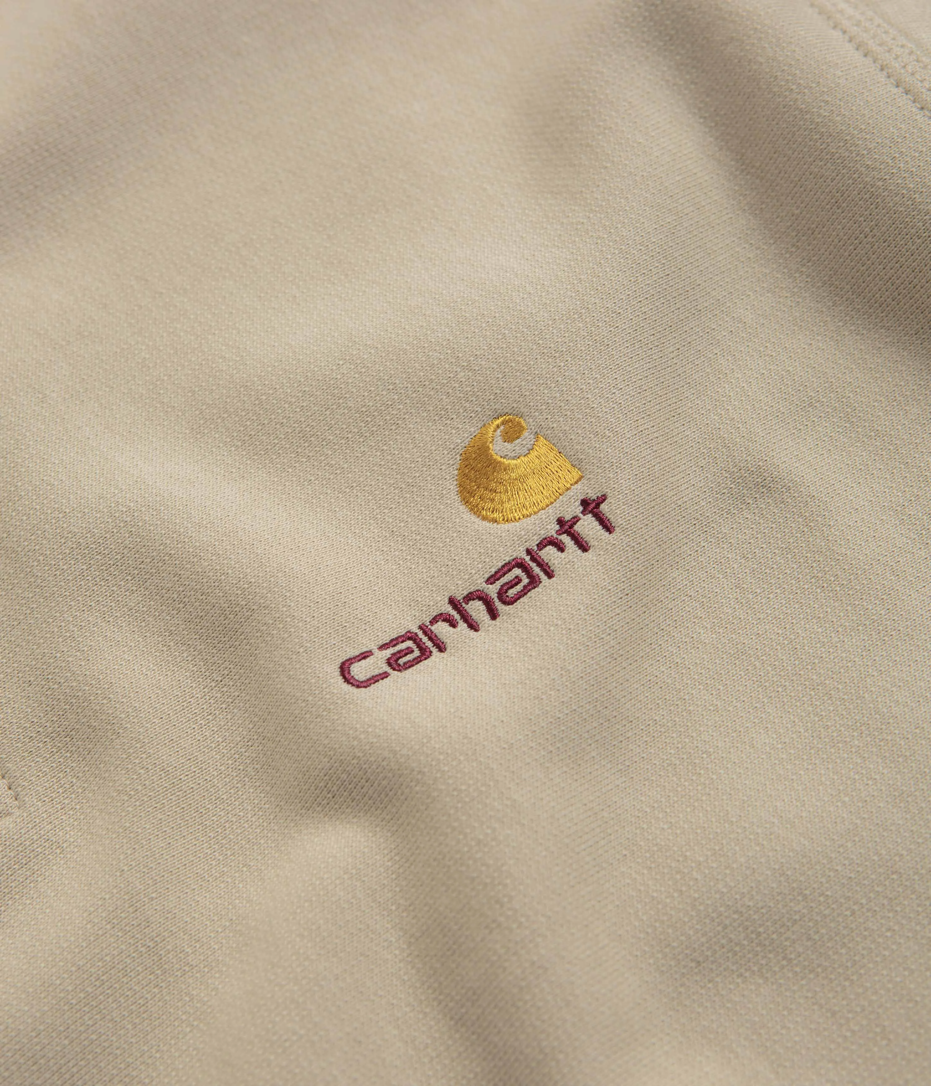 Carhartt Half Zip American Script Sweatshirt - Fleur De Sel Outdoor Look Timeless Sporty