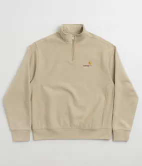 Graphic Design Carhartt Half Zip American Script Sweatshirt - Fleur De Sel