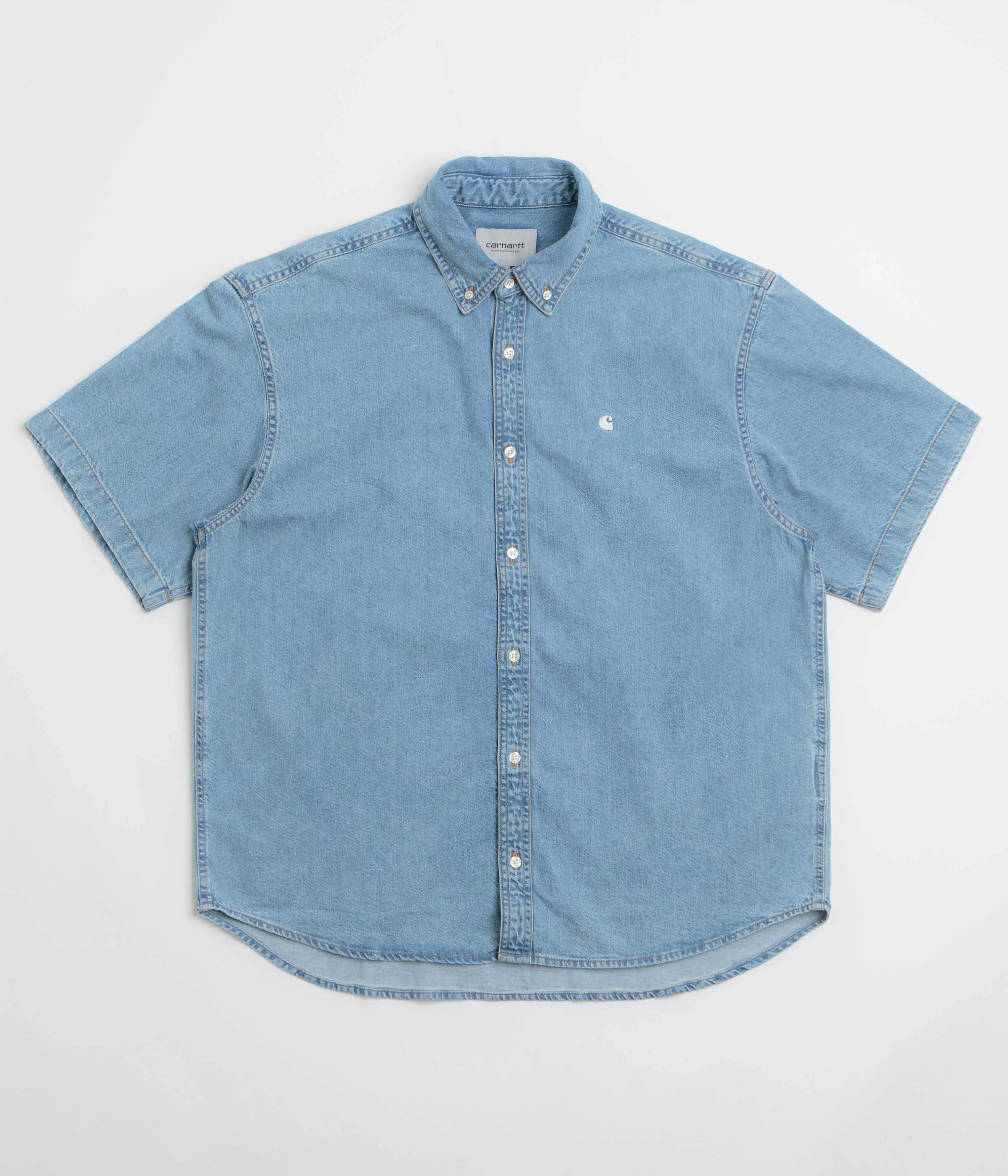 Embroidered Detail Carhartt Lucas Short Sleeve Shirt - Blue