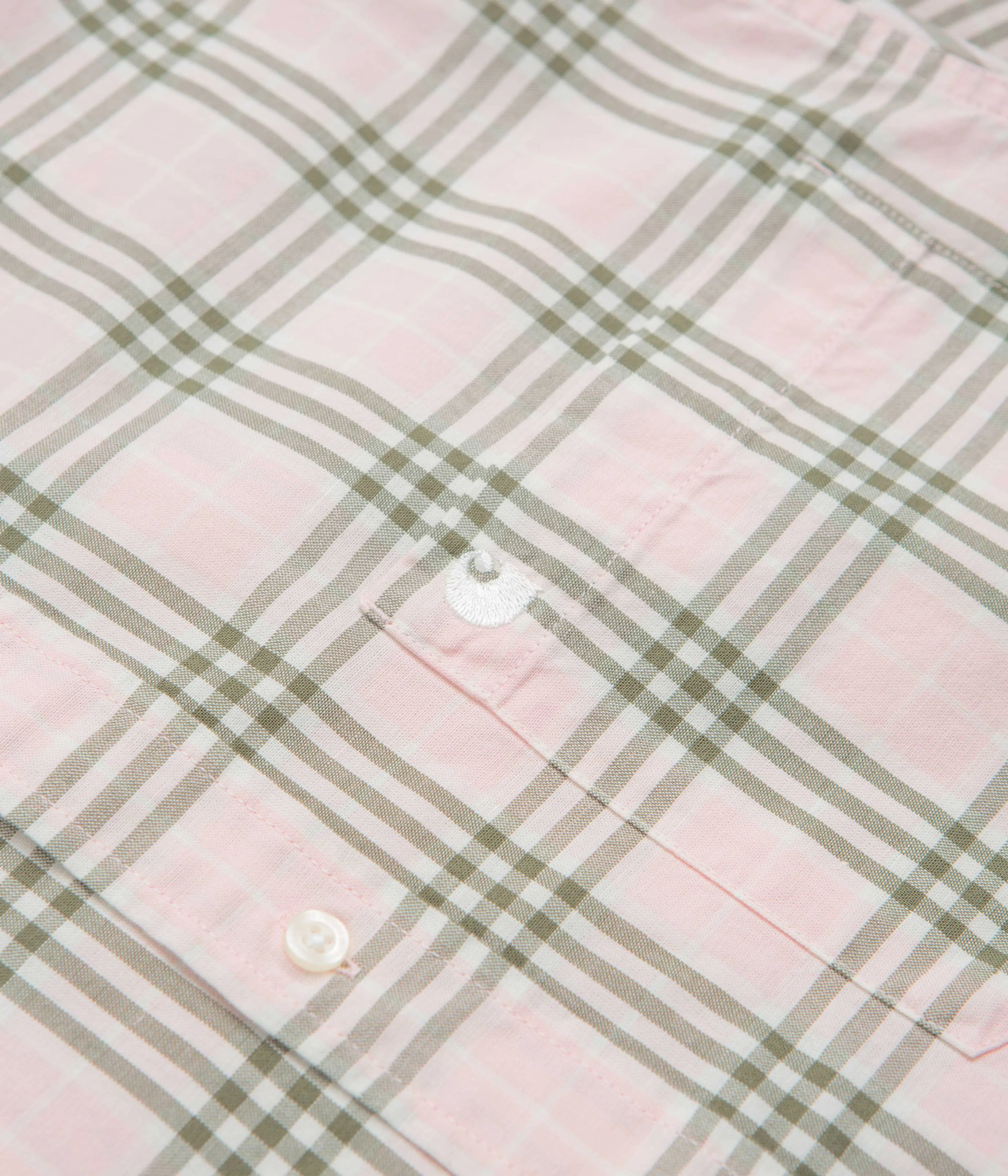 Recycled Polyester Blend Corporate Event Carhartt Niven Short Sleeve Shirt - Niven Check / Air Pink / Wax