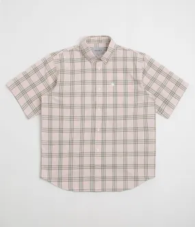 High Neck Fashion staples Carhartt Niven Short Sleeve Shirt - Niven Check / Air Pink / Wax