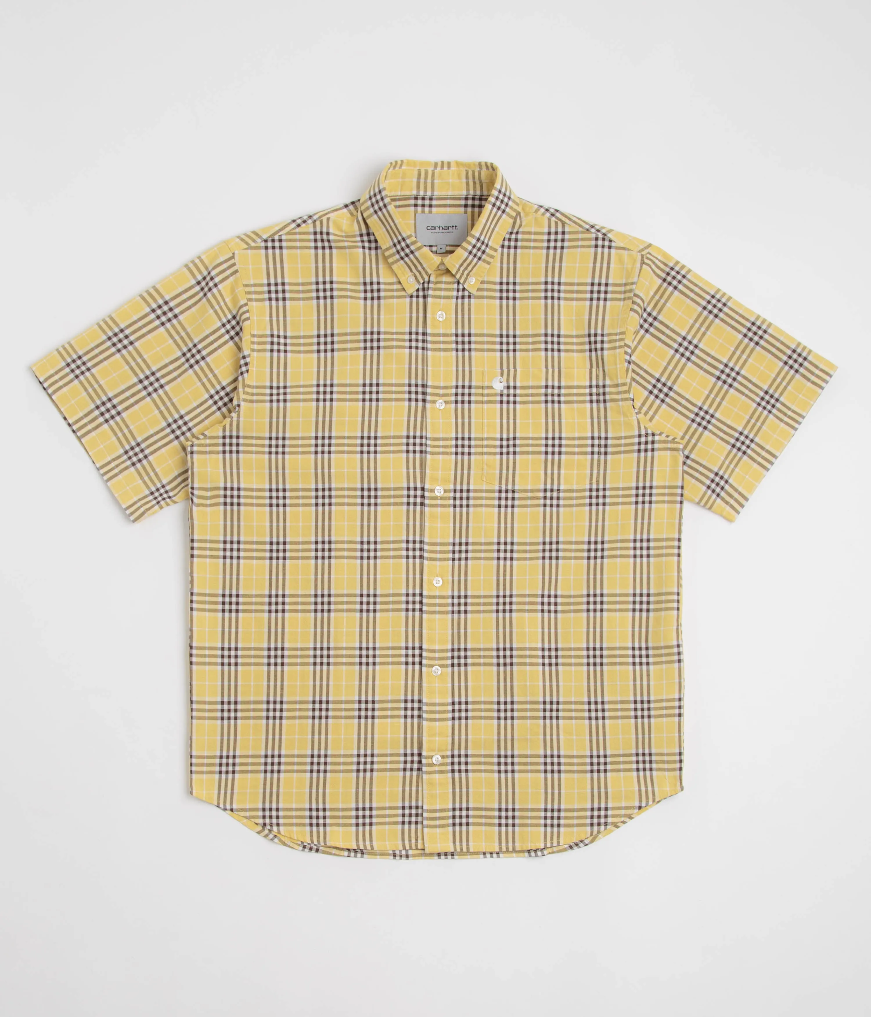 Breathable Lining Tagless Design Carhartt Niven Short Sleeve Shirt - Niven Check / Straw / Wax