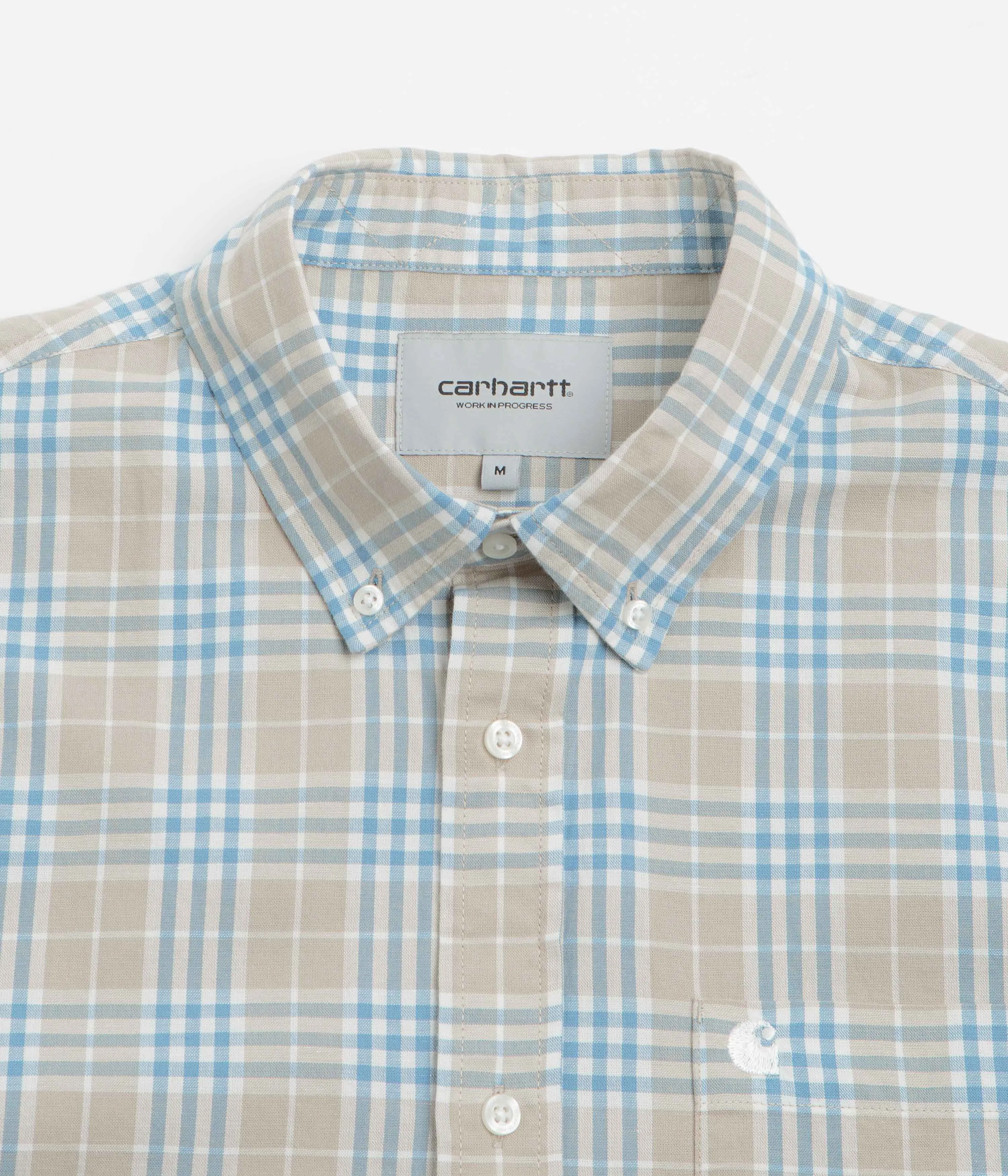 Contrast Stitch Carhartt Niven Short Sleeve Shirt - Niven Check / Wall / Wax