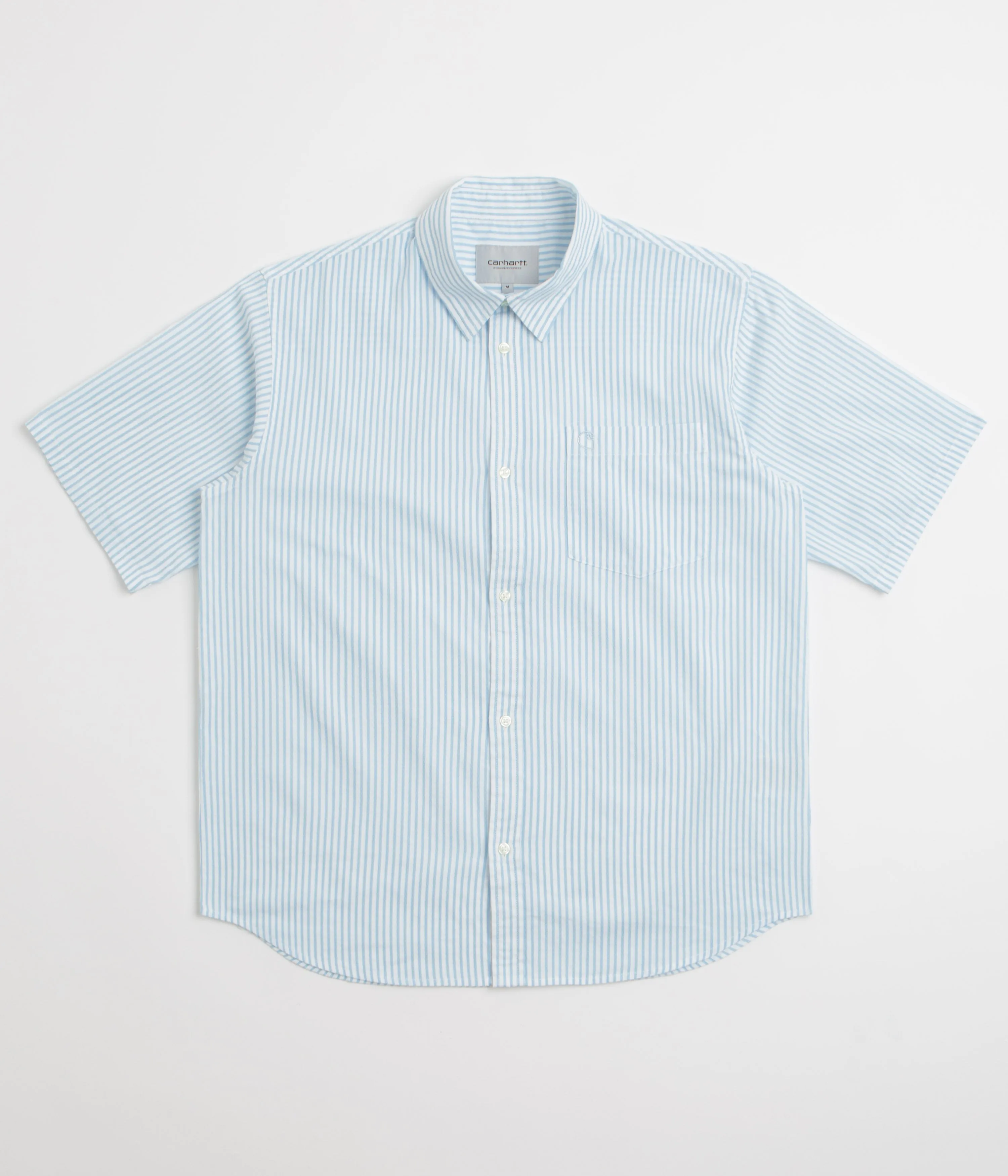Camouflage Style Carhartt Phelps Short Sleeve Shirt - Phelps Stripe / Bluebird