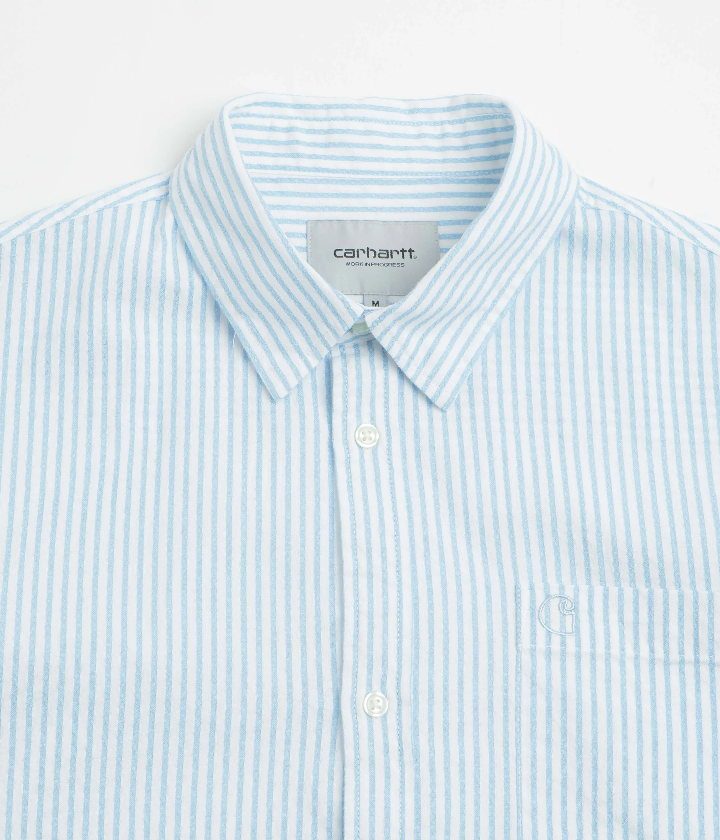 Carhartt Phelps Short Sleeve Shirt - Phelps Stripe / Bluebird Indoor Comfort Plaid Design