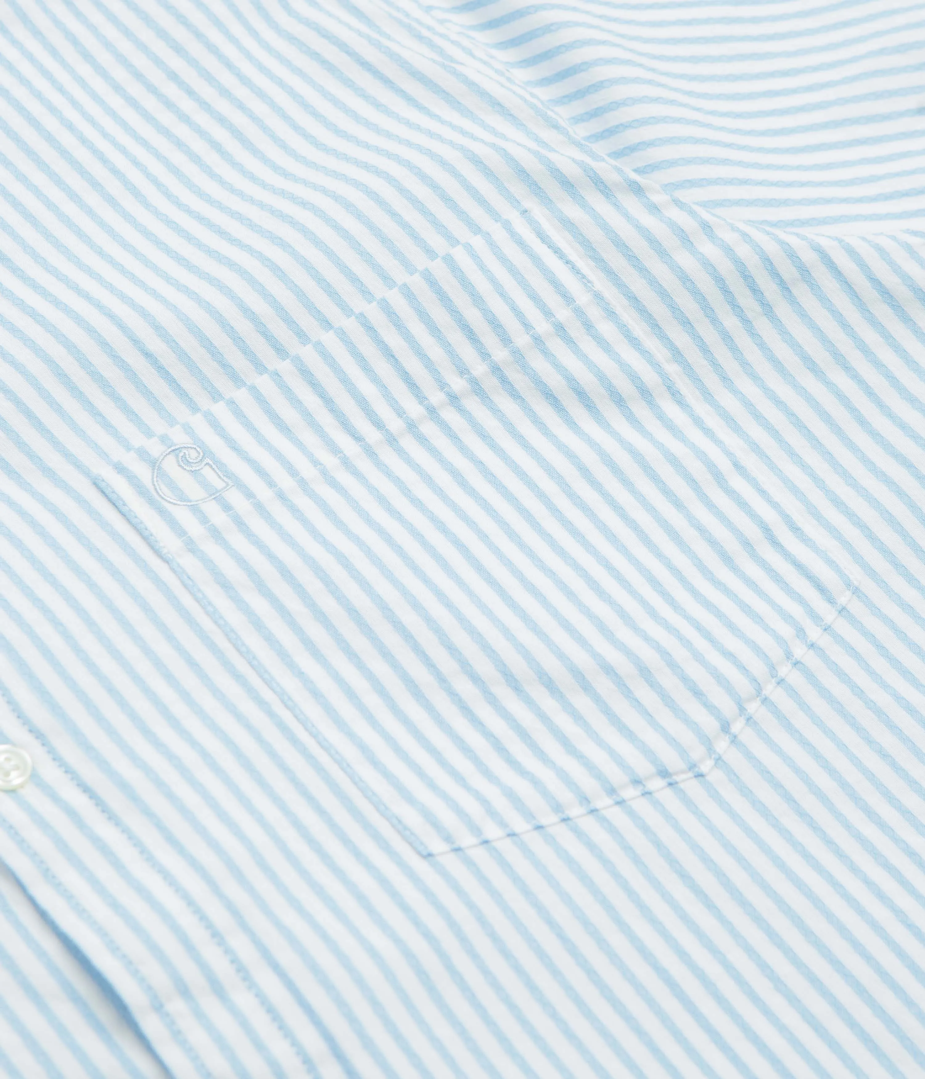 Black Tie Optional Soft Touch Fabric Carhartt Phelps Short Sleeve Shirt - Phelps Stripe / Bluebird