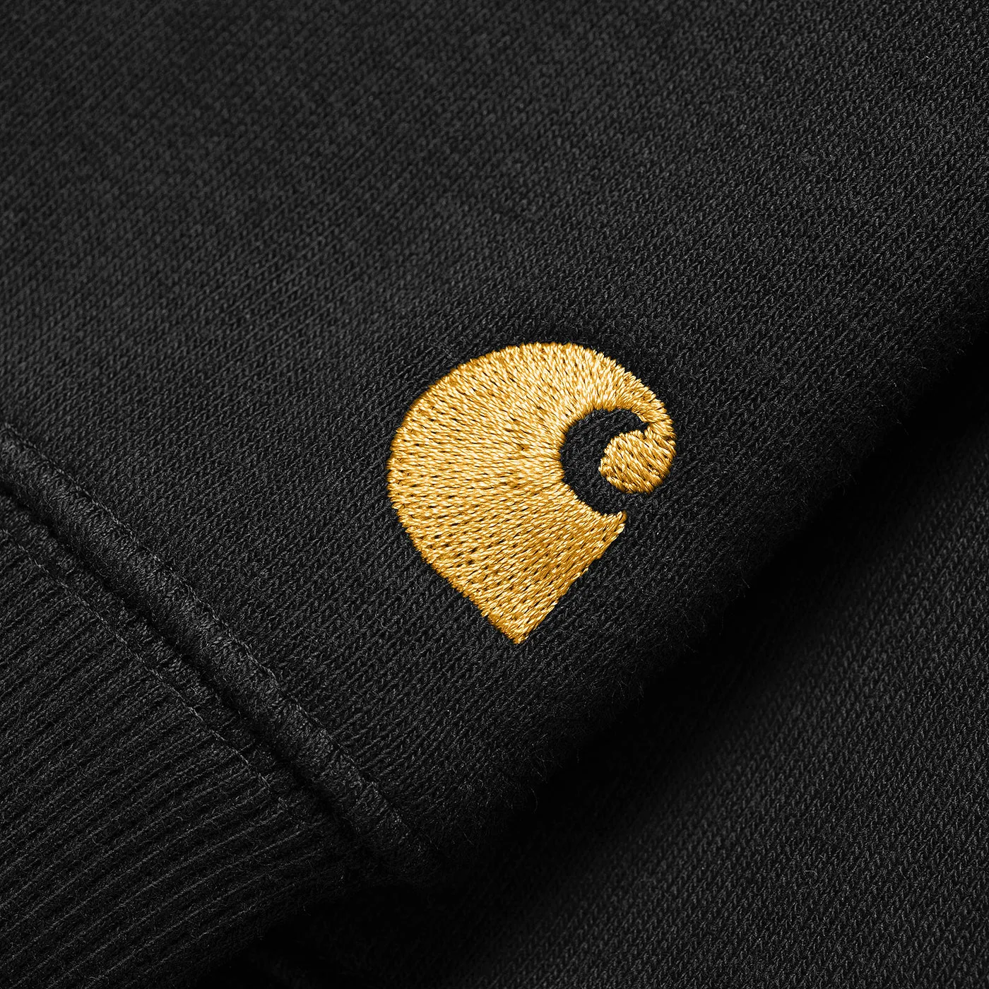 Carhartt WIP Chase Sweatshirt - Black / Gold slim cut
