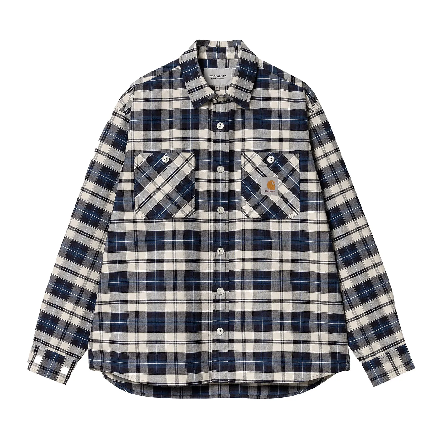 Carhartt WIP L/S Tarbell Check Shirt - Dark Navy / White Stretchy Cloth Classic Style