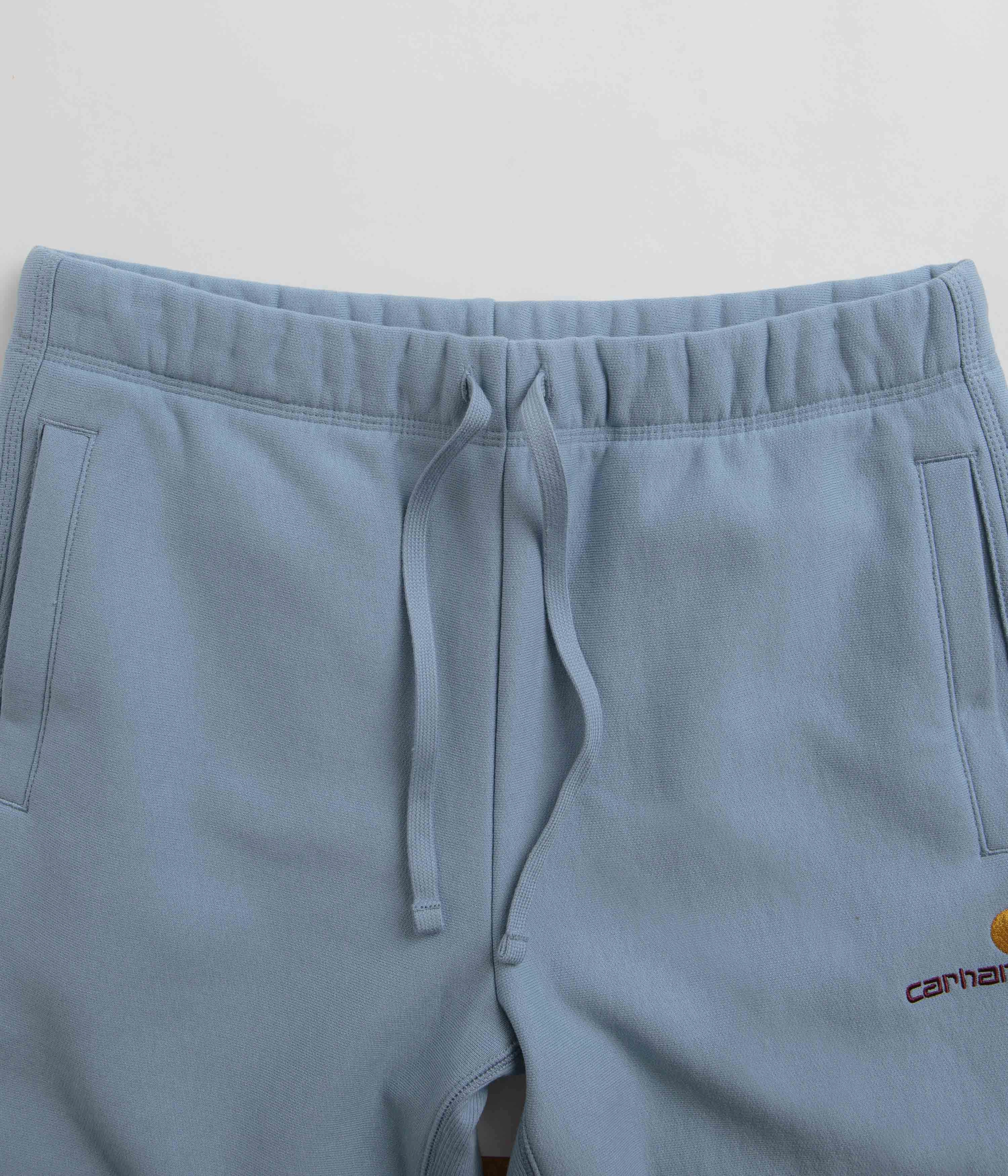 Carhartt American Script Sweat Shorts - Frosted Blue Classic Comfort Flex Waist System