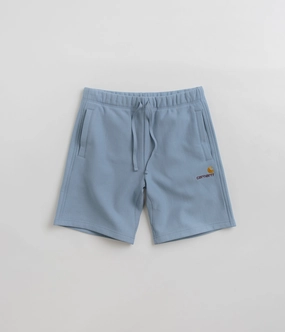 Carhartt American Script Sweat Shorts - Frosted Blue Chic Design Mood Casual