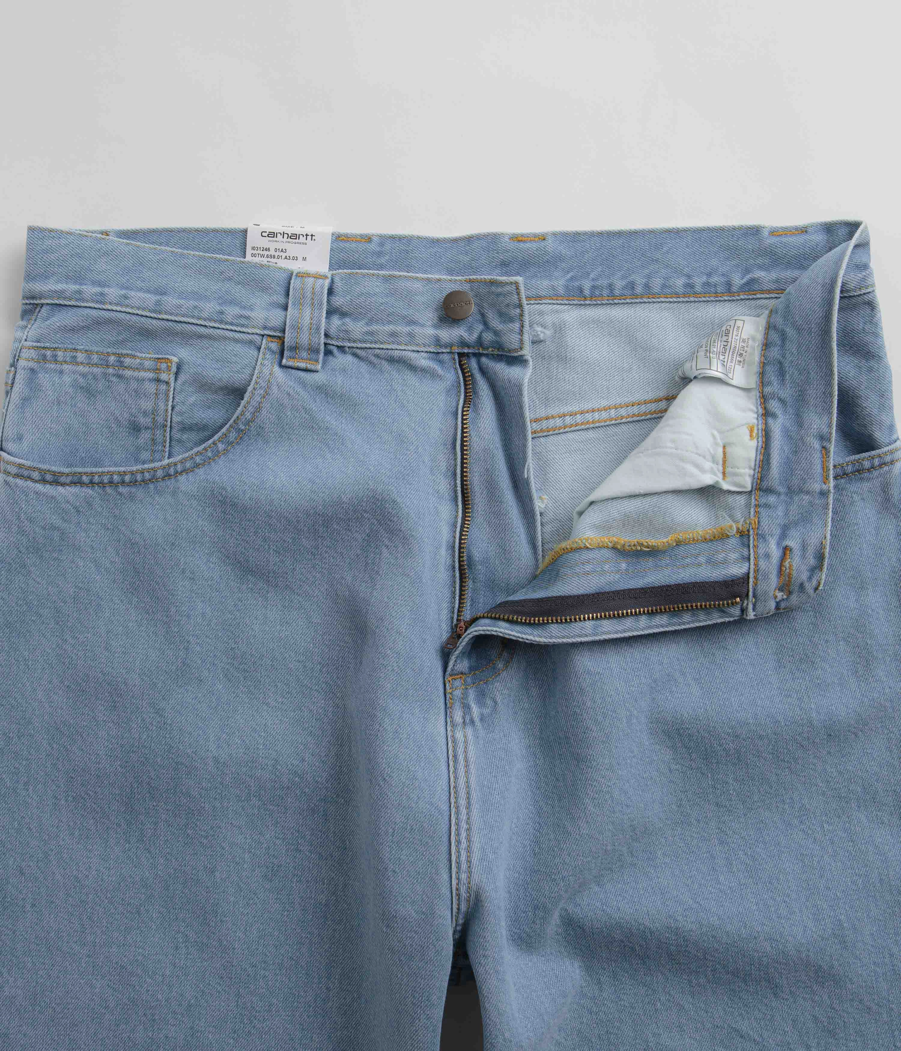 Carhartt Brandon Denim Pants - Blue Heavy Stone Bleach Tear Resistant Weave Tapered Look