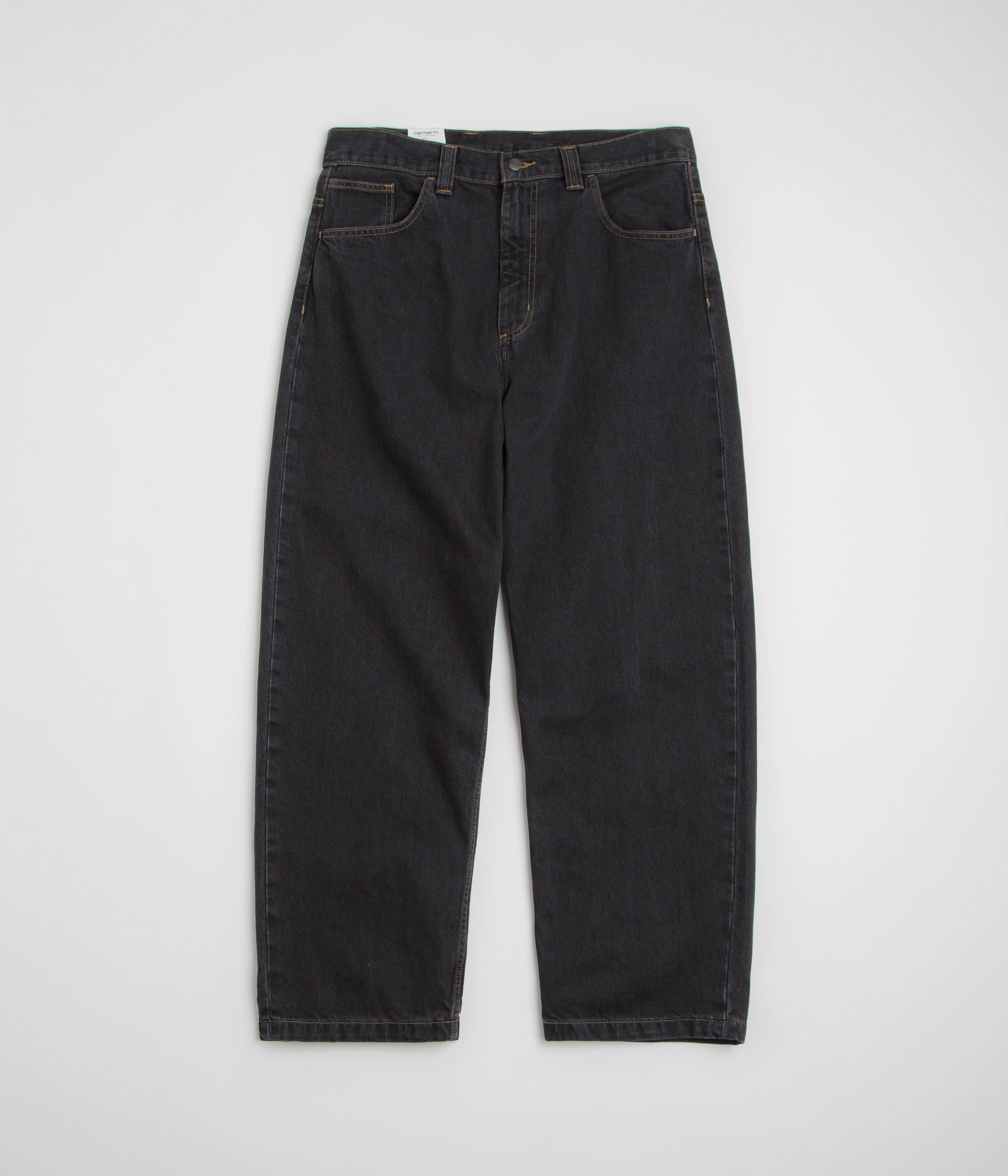 Double Needle Stitching Soft Structure Carhartt Brandon Pants - Black Stone Washed