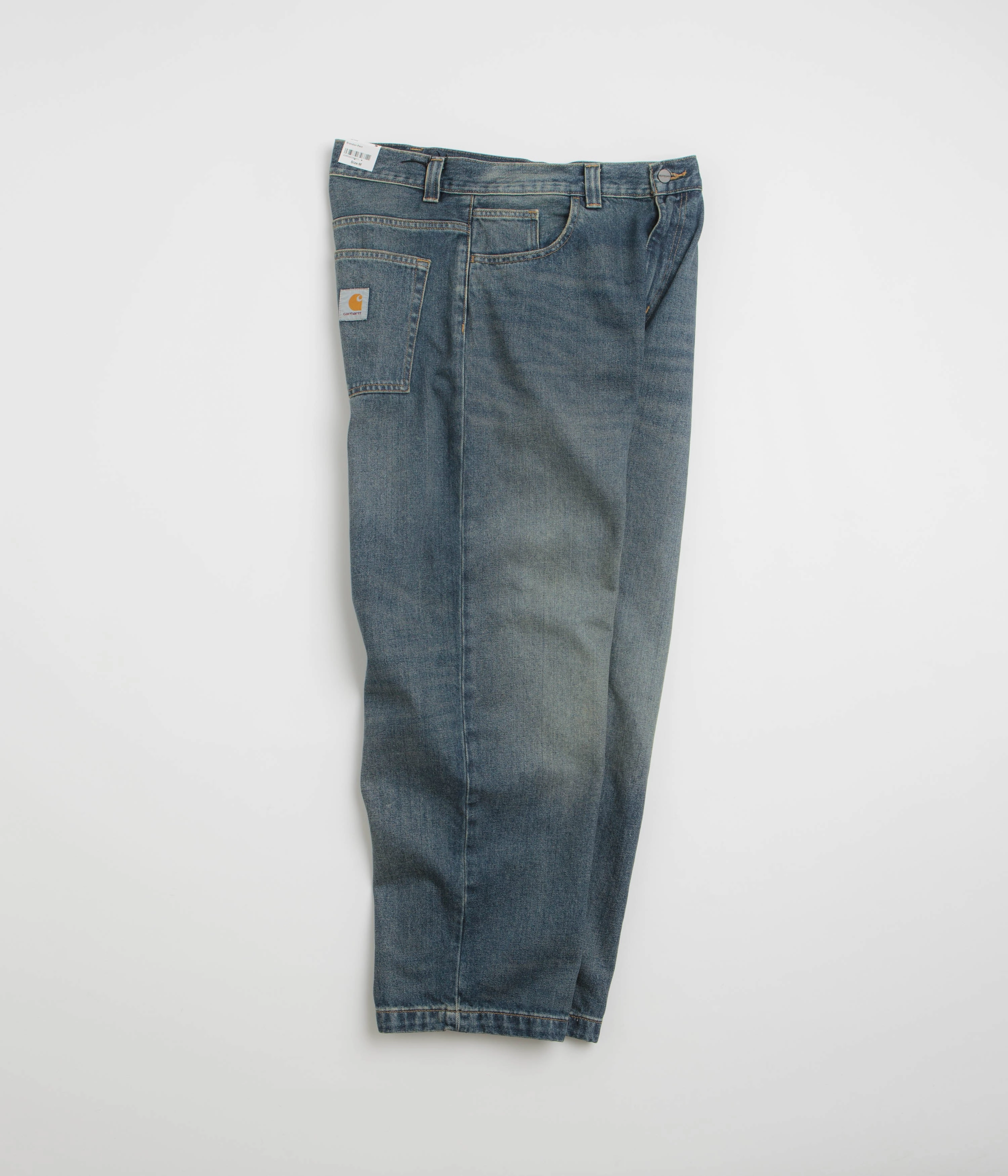 Carhartt Brandon Pants - Blue Worn Used Wash No Ride Up Trendy Comfort