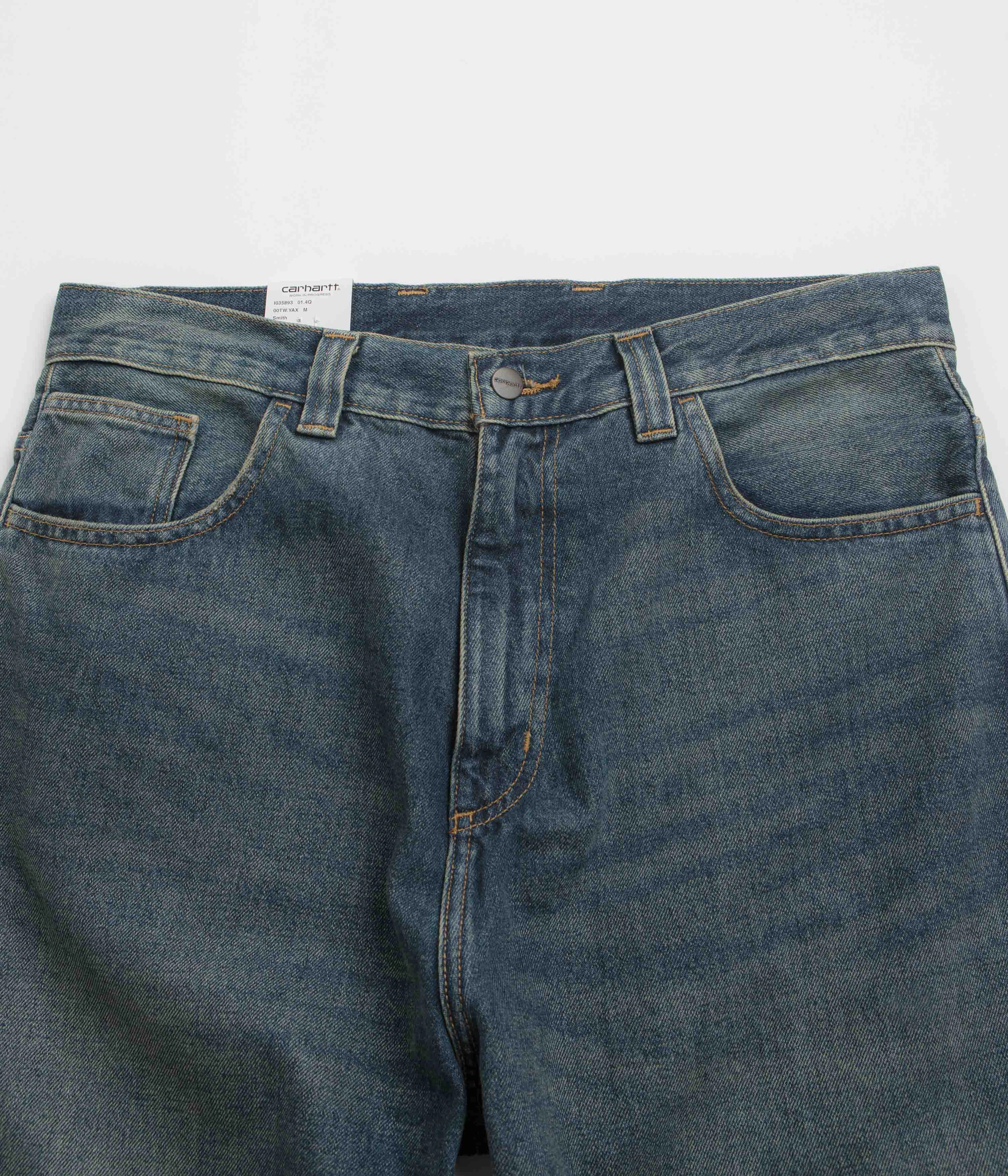 Carhartt Brandon Pants - Blue Worn Used Wash Stay Flexible Work Flex