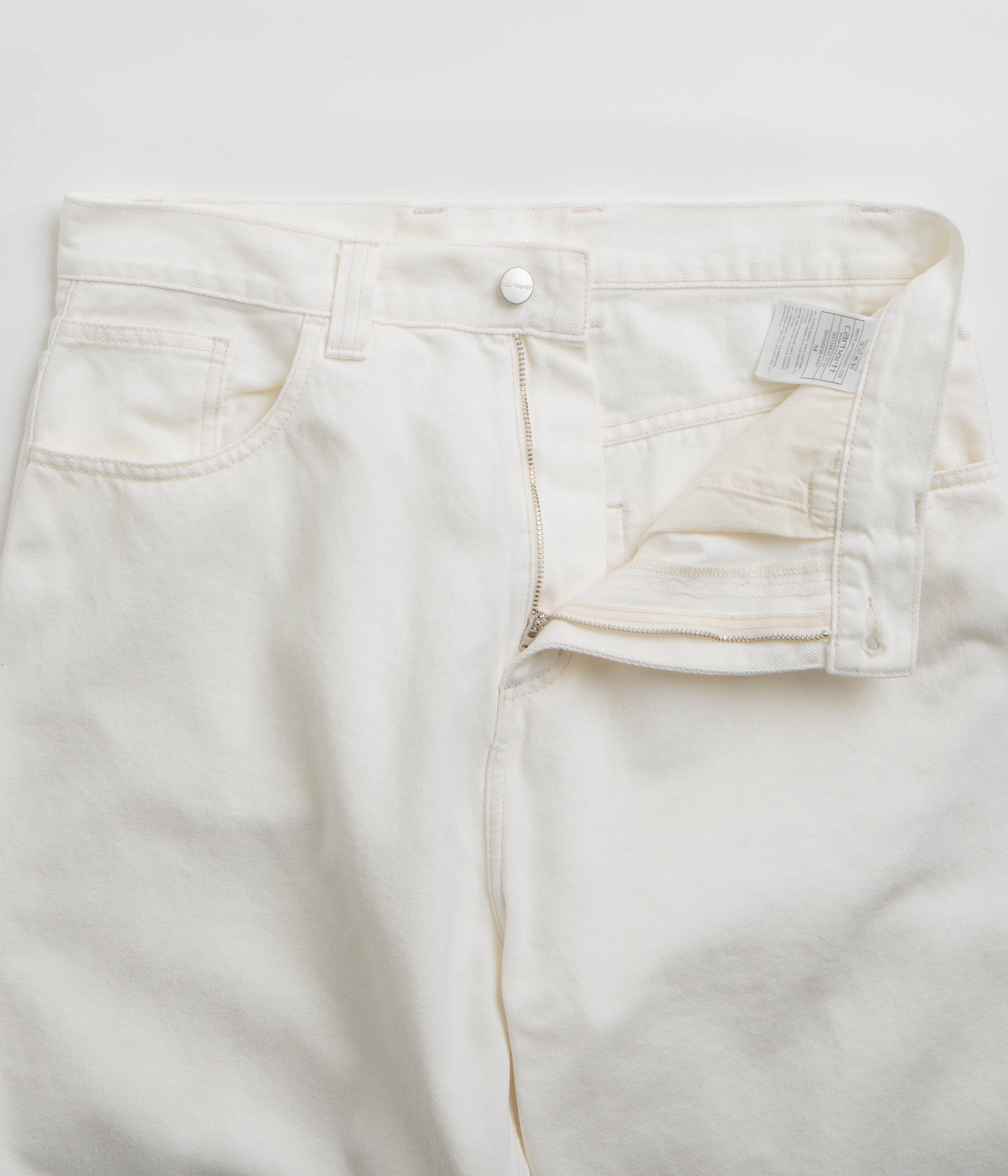 Carhartt Brandon Pants - White Rinsed Slim Design Casual Edge