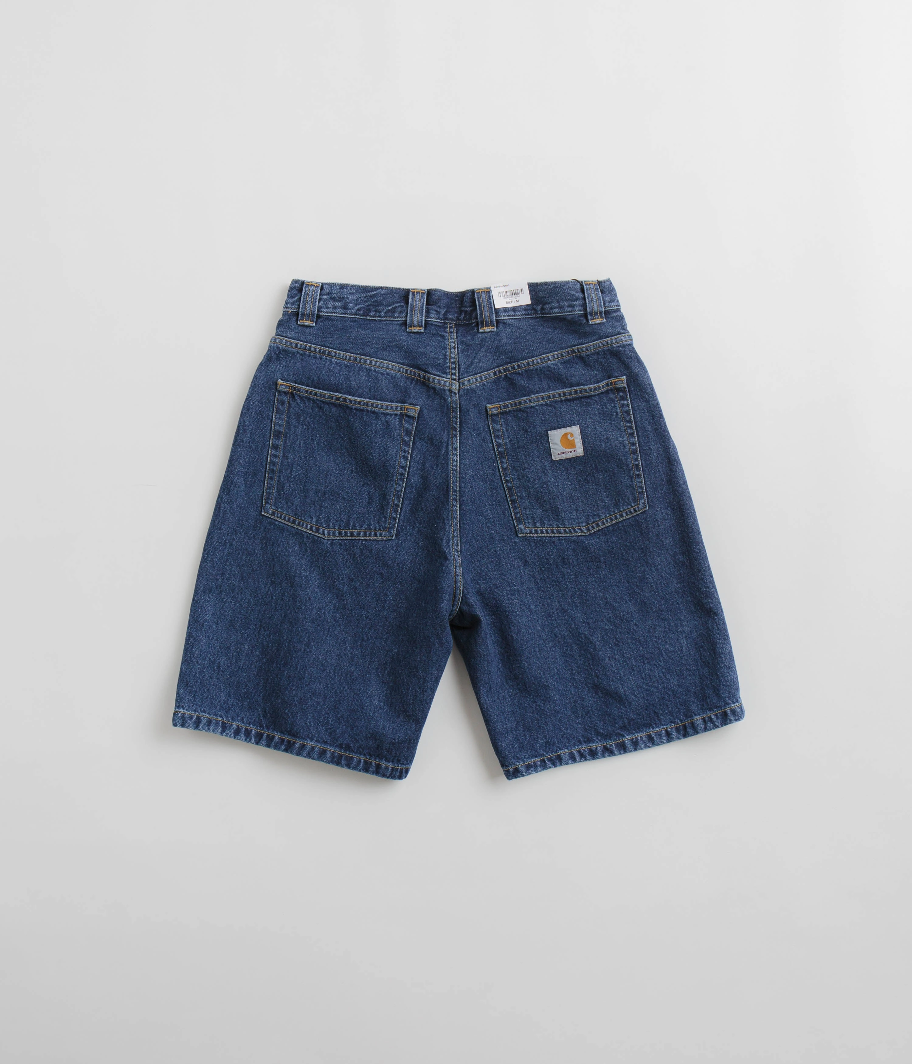 Carhartt Brandon Shorts - Blue Stone Washed Linen shorts embroidery details