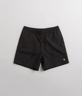 Carhartt Chase Swim Trunks - Black / Gold / Black Layer Ready Stretchy Waist