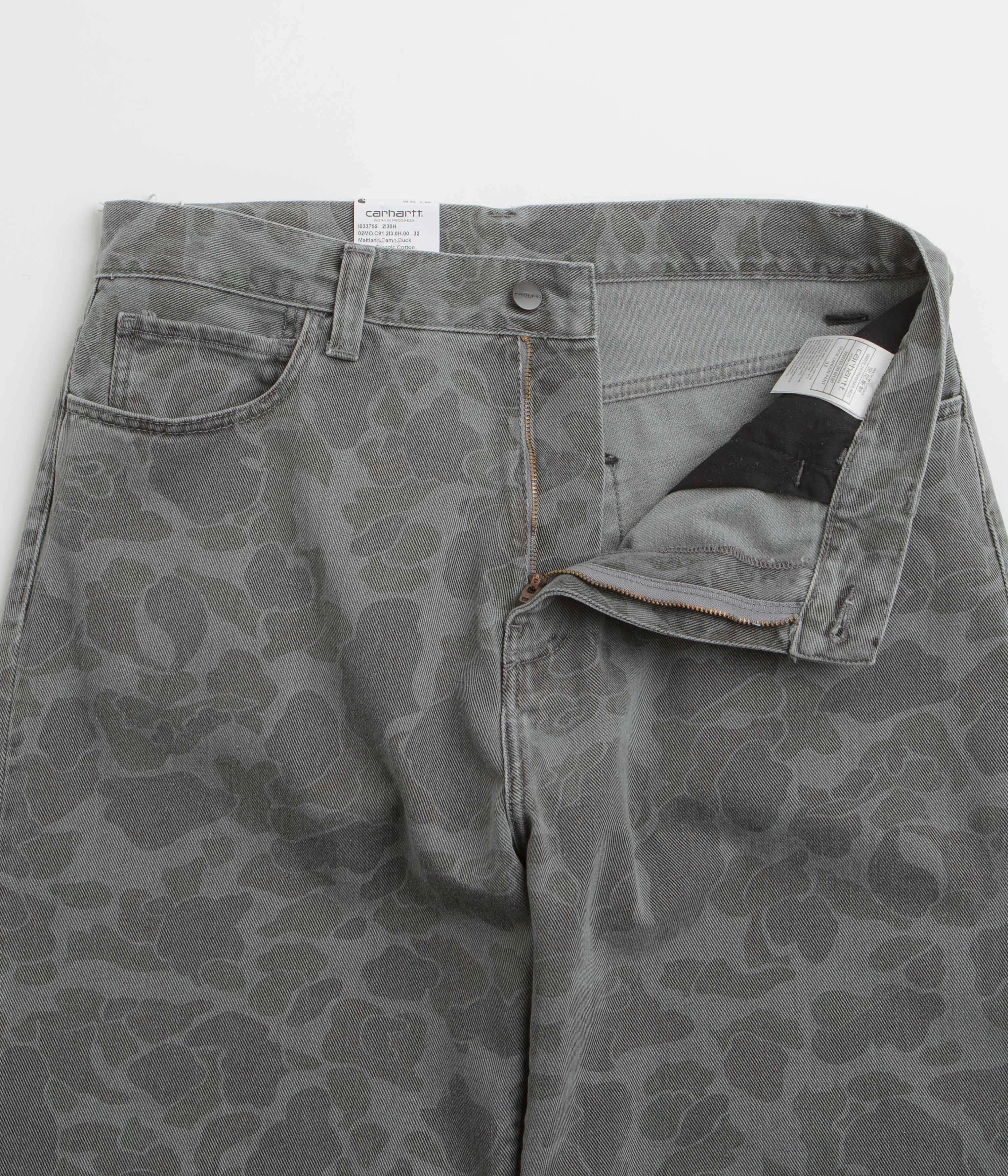Carhartt Duck Landon Pants - Camo Duck / Black Heavy Bleached Solid shade