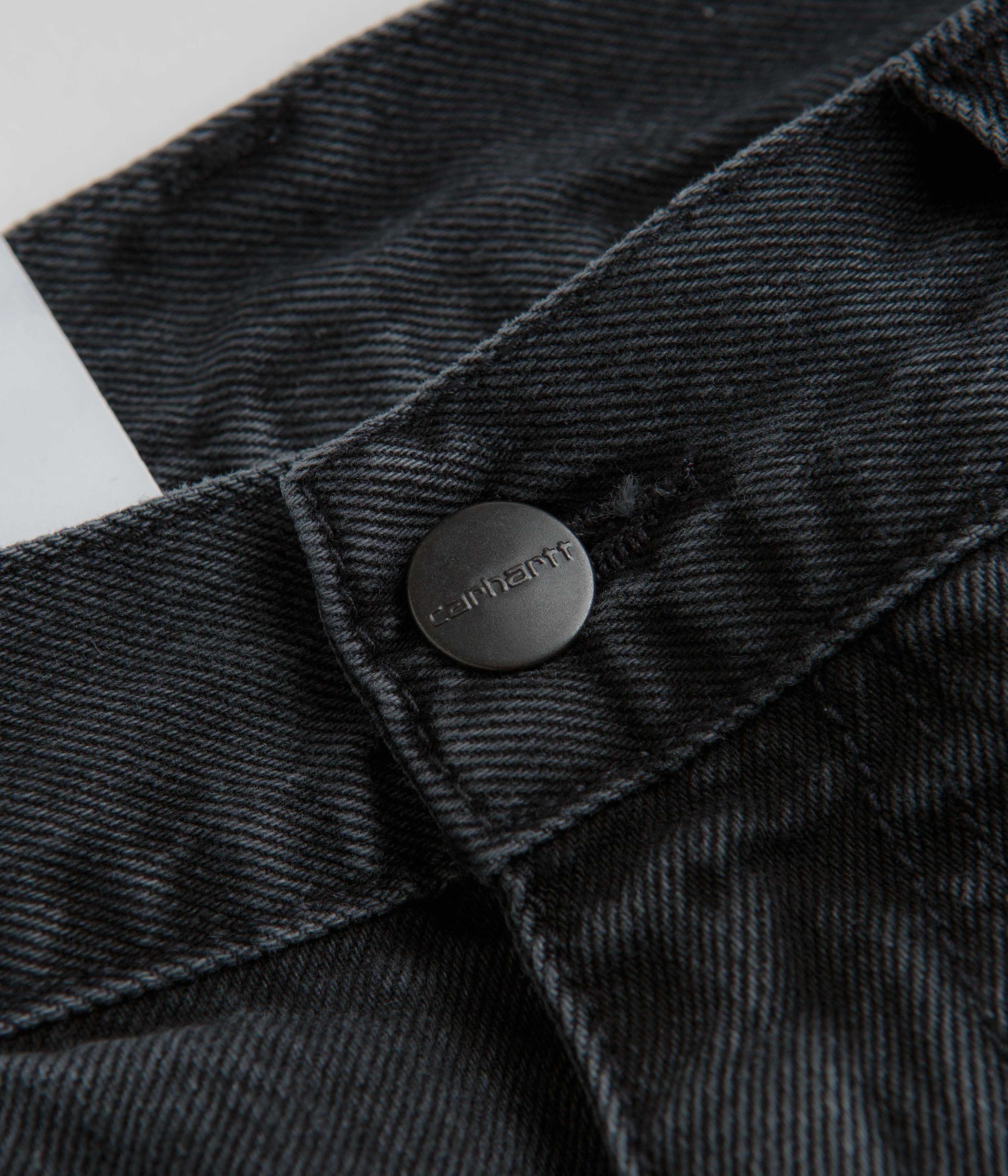 Carhartt Landon Pants - Black Heavy Stone Washed Refined fit Plaid detail