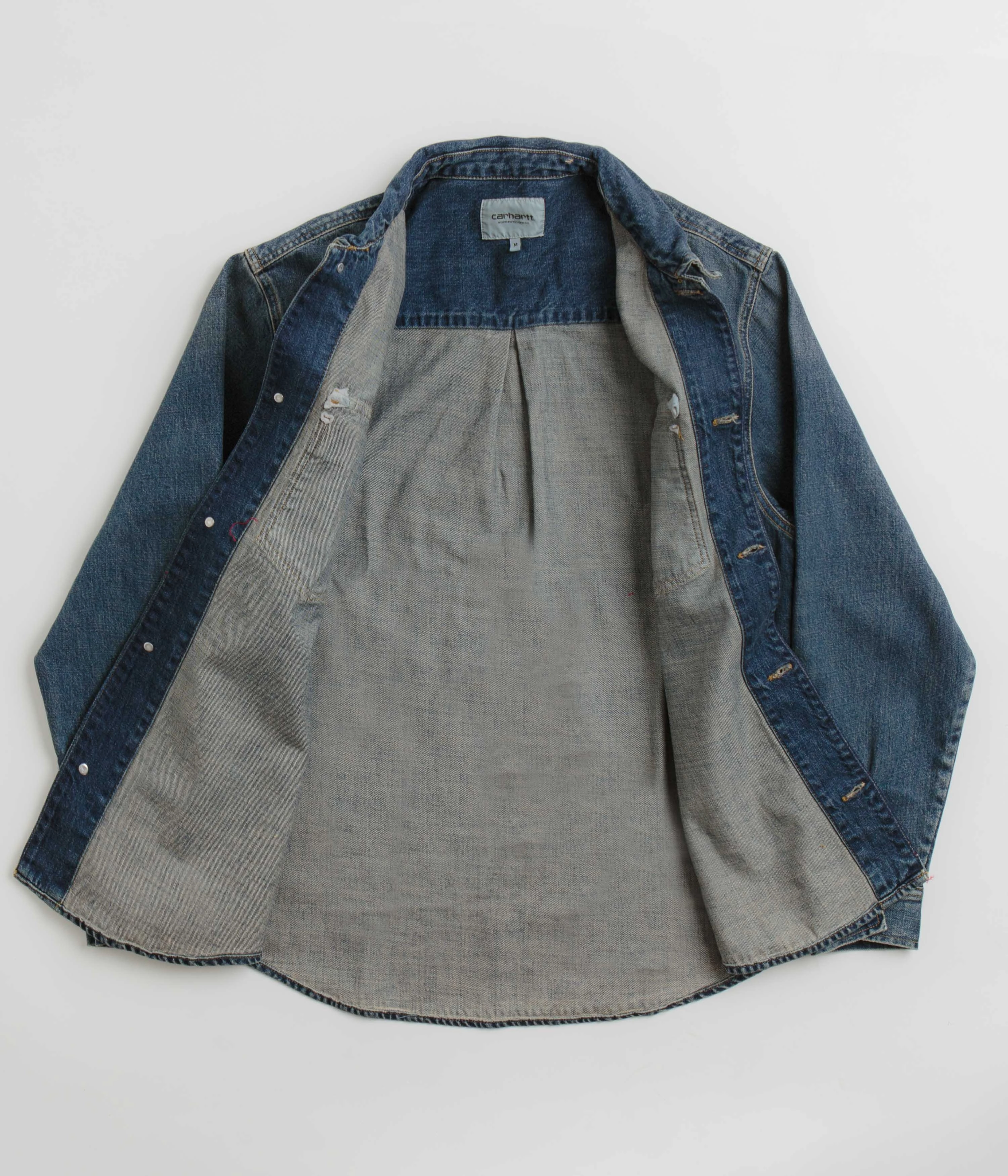 Authorize Bonded Shoulder Guards Carhartt Lincoln Shirt Jacket - Blue Worn Used Wash