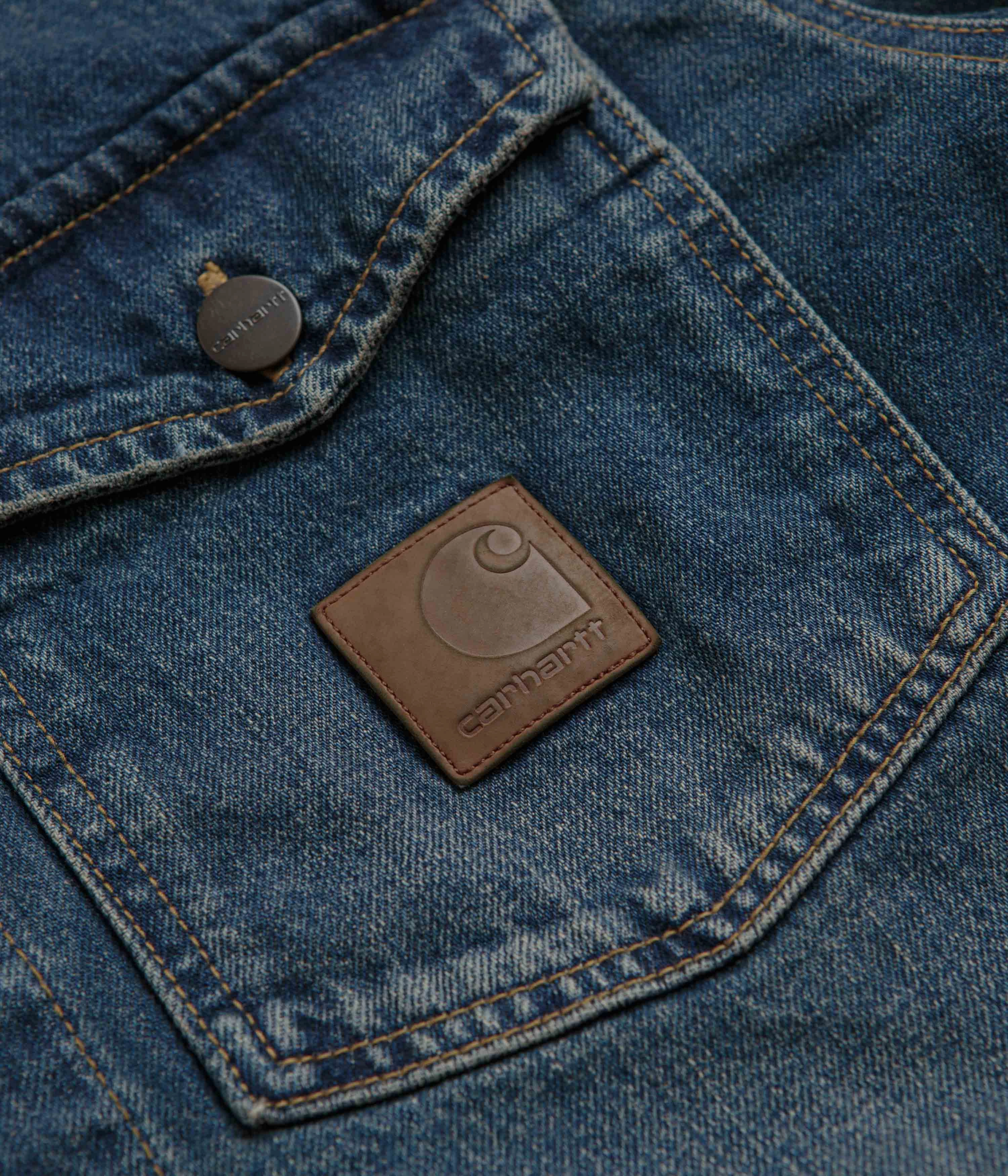 Green Carhartt Lincoln Shirt Jacket - Blue Worn Used Wash