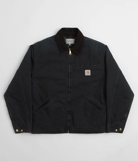 Carhartt OG Detroit Jacket - Black / Black Stone Canvas Collarless