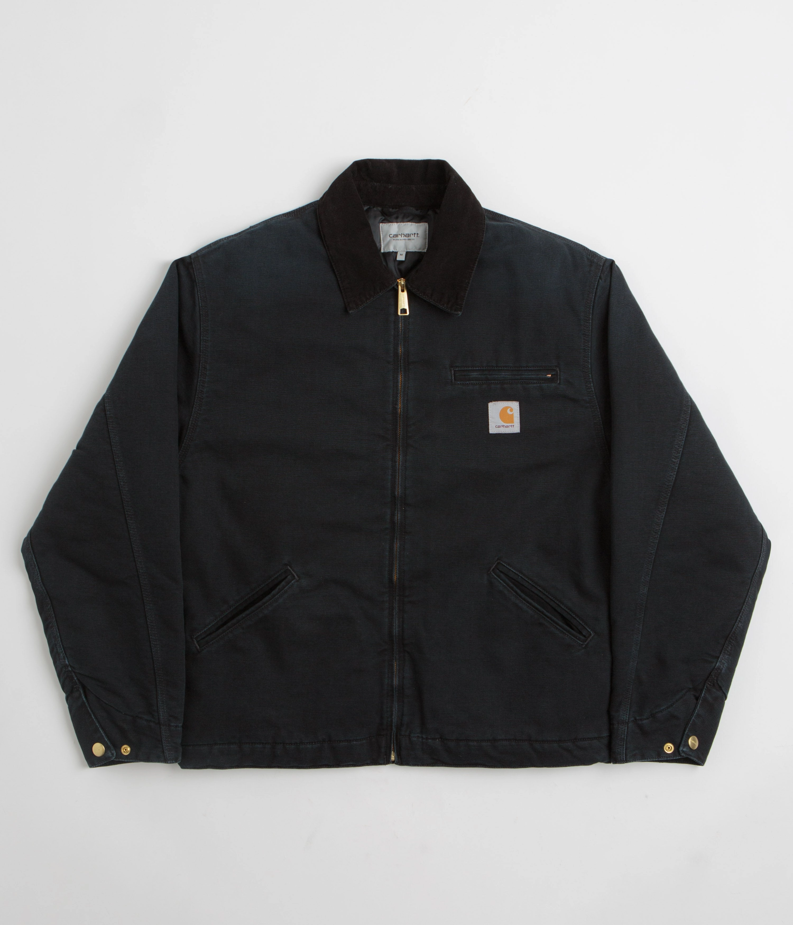 Carhartt OG Detroit Jacket - Black / Black Stone Canvas Collarless