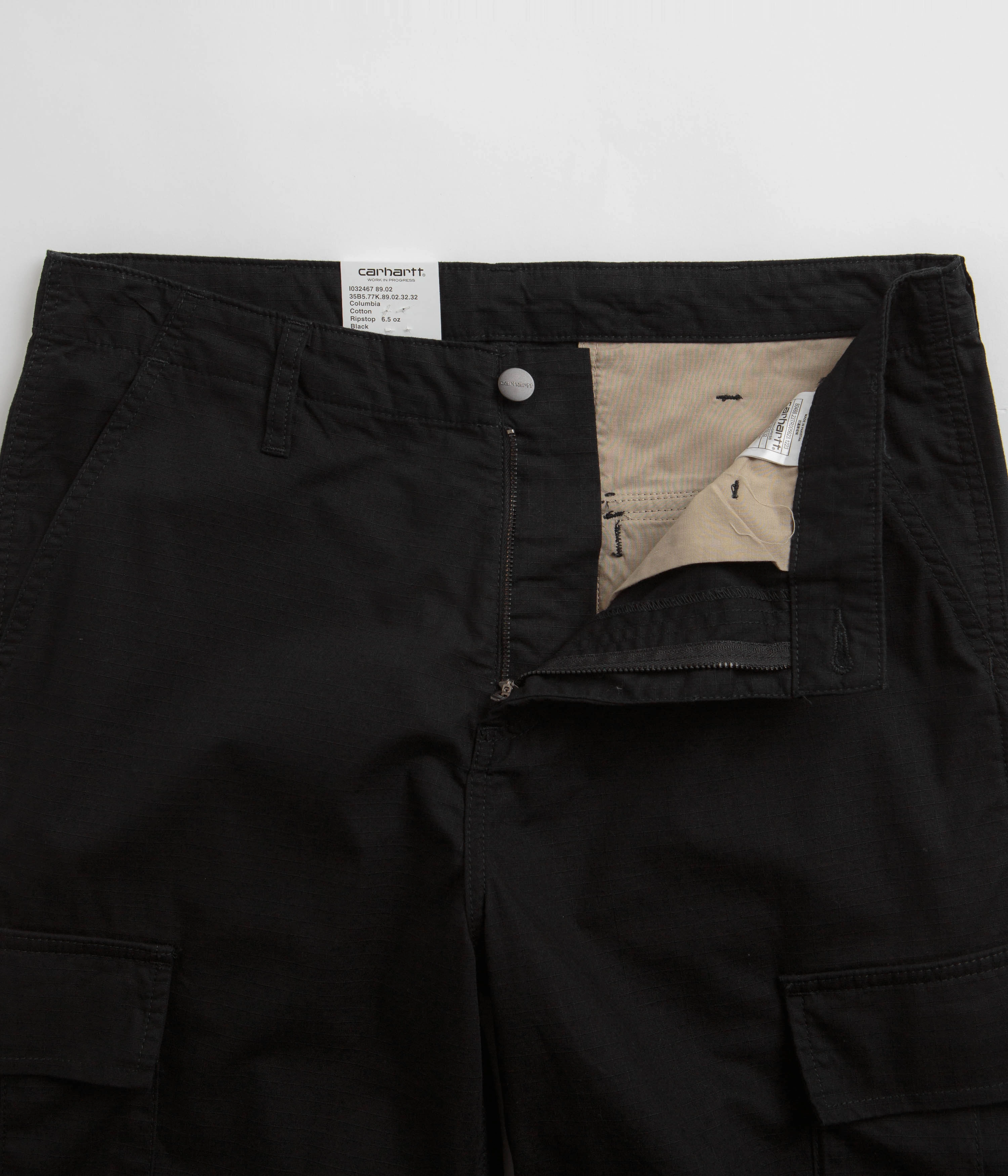 Carhartt Regular Cargo Pants - Black DoubleLayeredFabric Rubberized grip