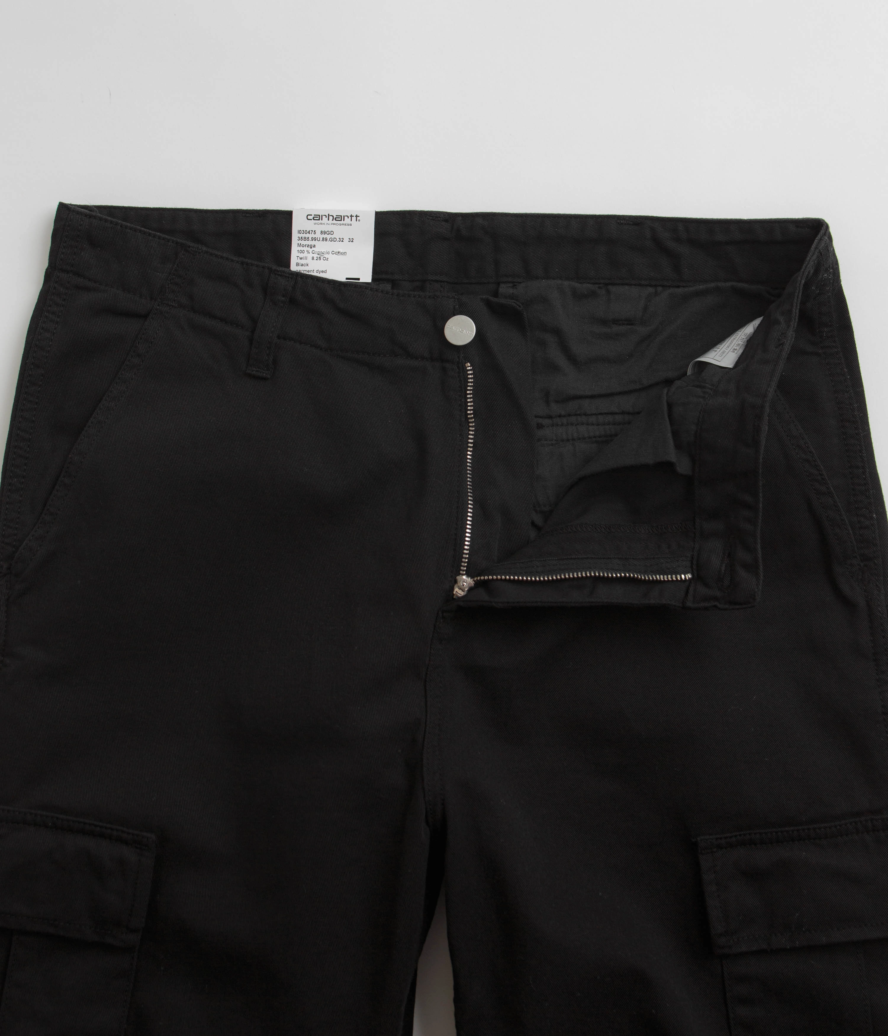 Carhartt Regular Cargo Pants - Dyed Black Side Pockets AdjustableTabs