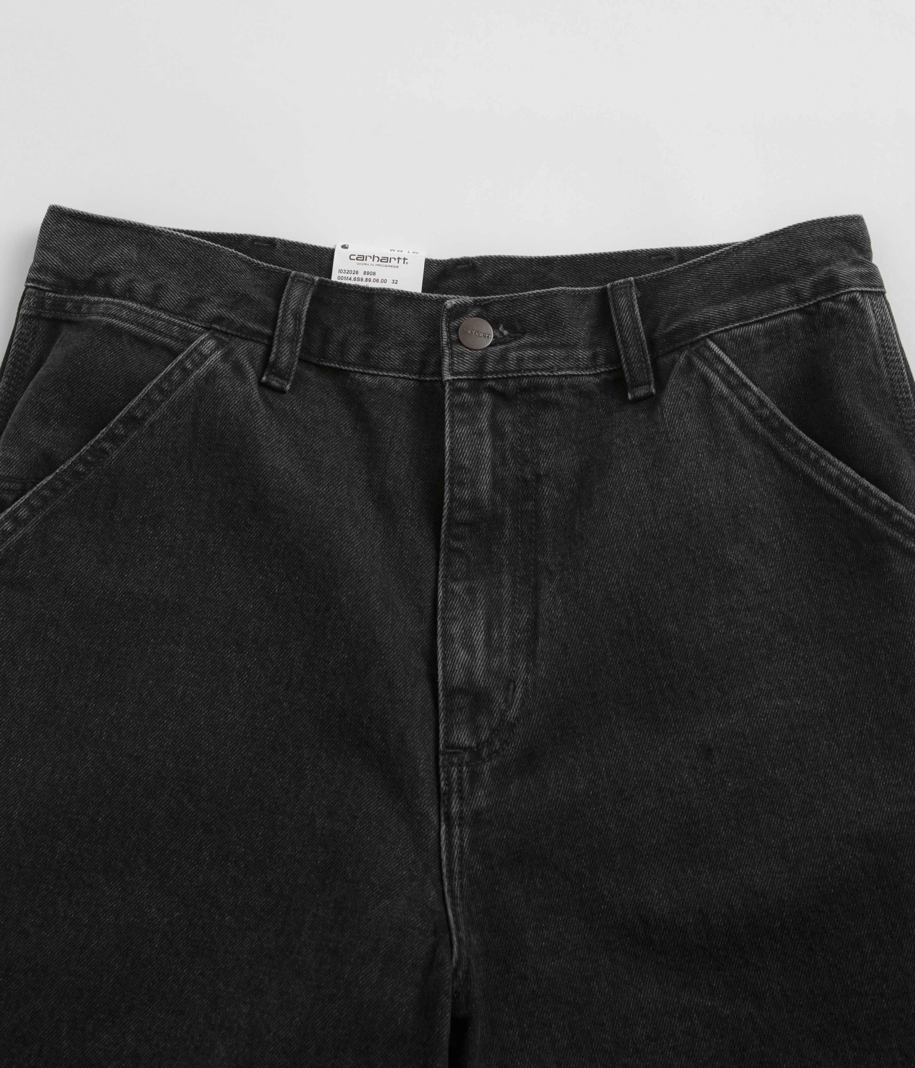 Carhartt Single Knee Shorts - Black Stone Washed Light Reflective Trim Foldable style