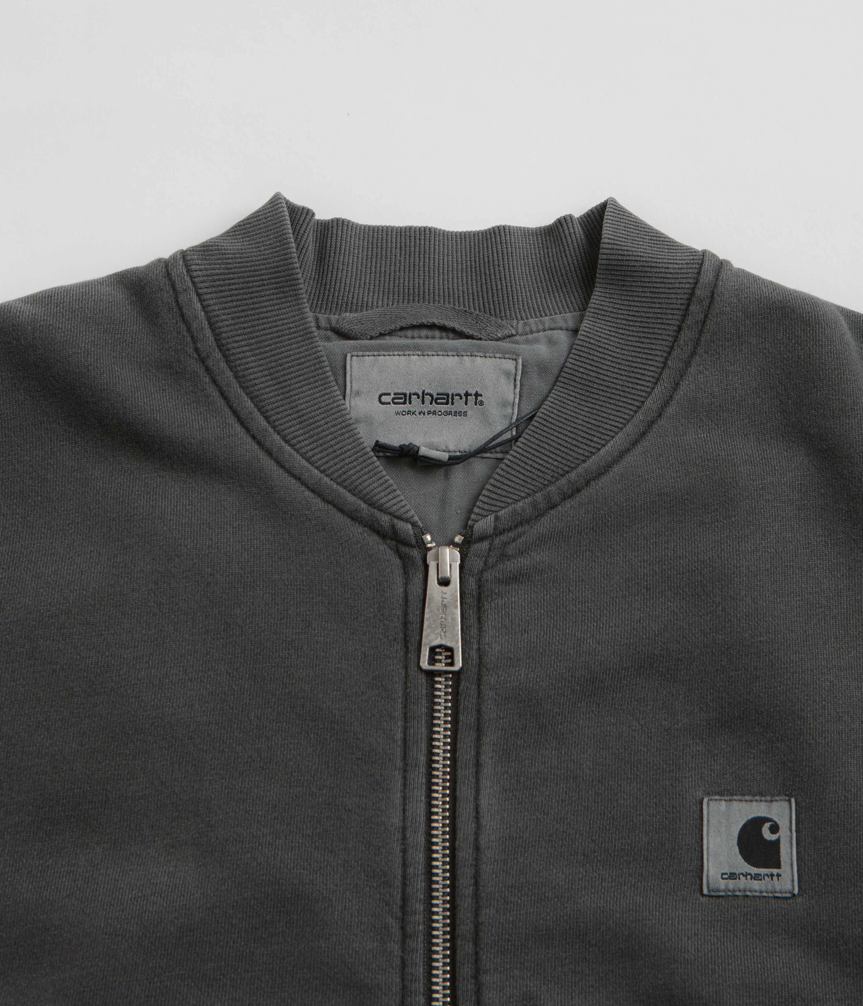 Carhartt Womens Nelson Sweat Bomber Jacket - Charcoal Unstructured Shoulder Cut