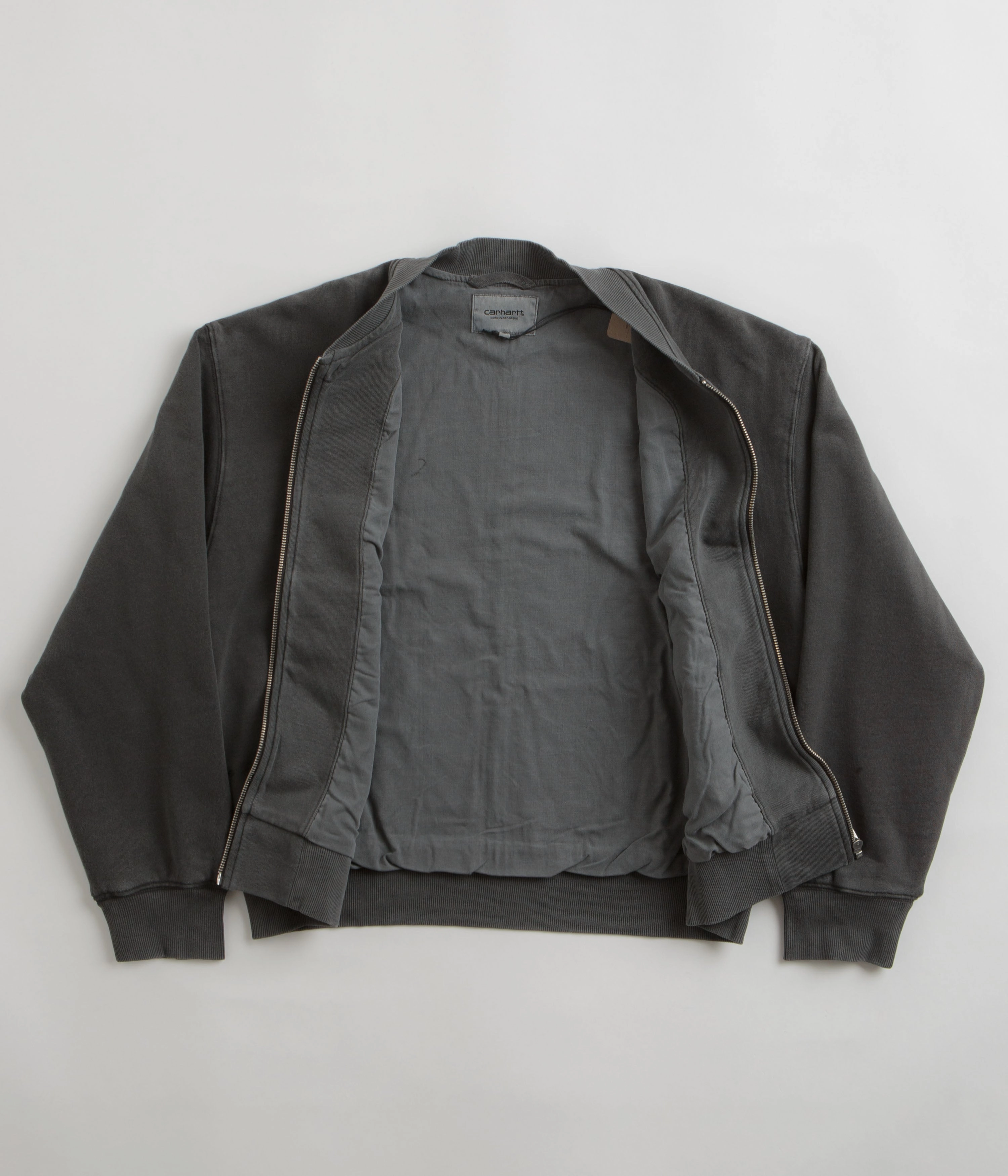 afternoon Full length Carhartt Womens Nelson Sweat Bomber Jacket - Charcoal