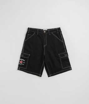 Cash Only Athletics Denim Shorts - Washed Black Printed Pattern Wrinkle-Resistant