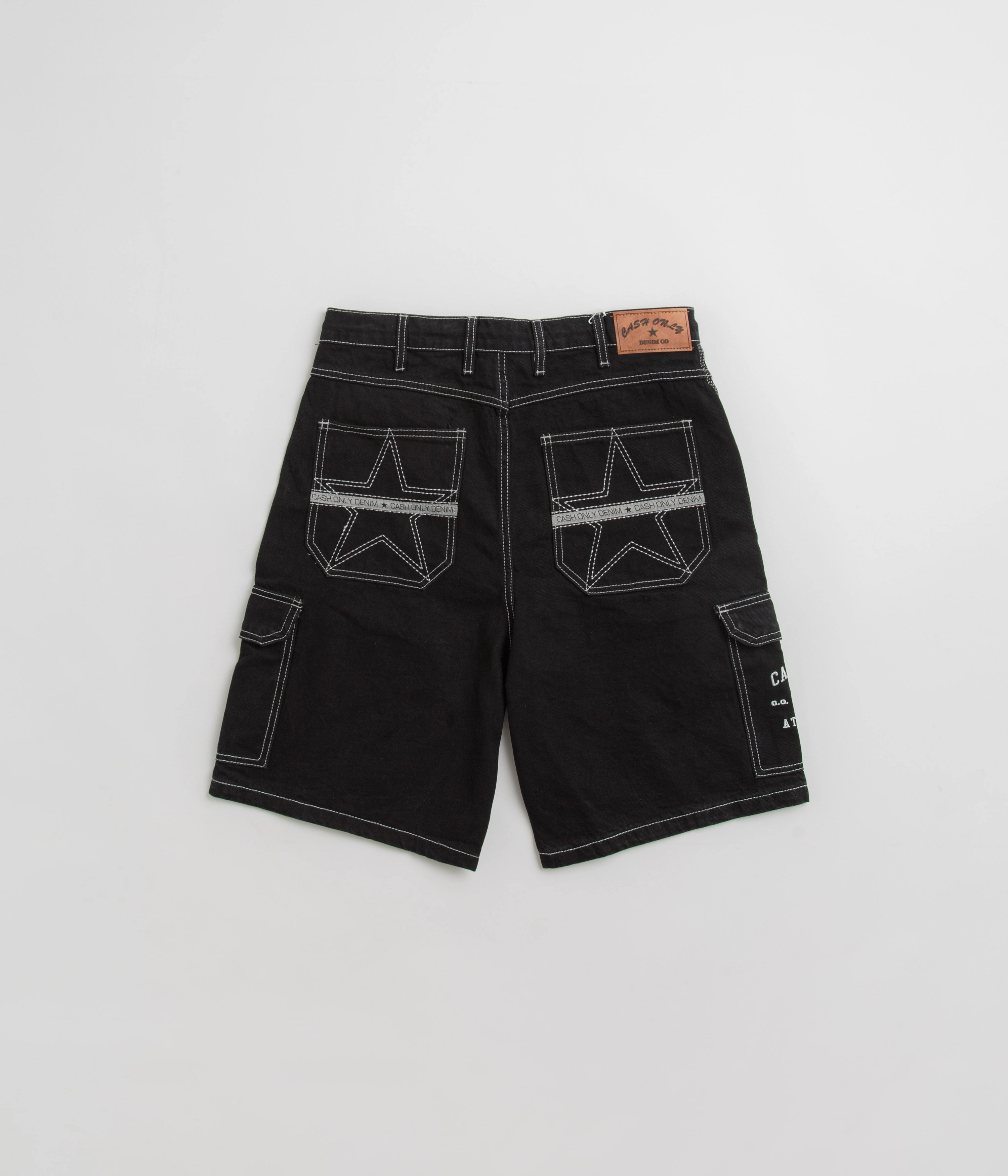 Cash Only Athletics Denim Shorts - Washed Black Quick Fit Striped Design