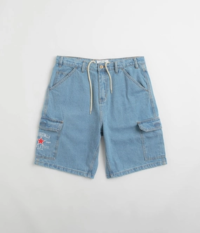 Yoga wear Non Restrictive Fit Cash Only Athletics Denim Shorts - Washed Indigo