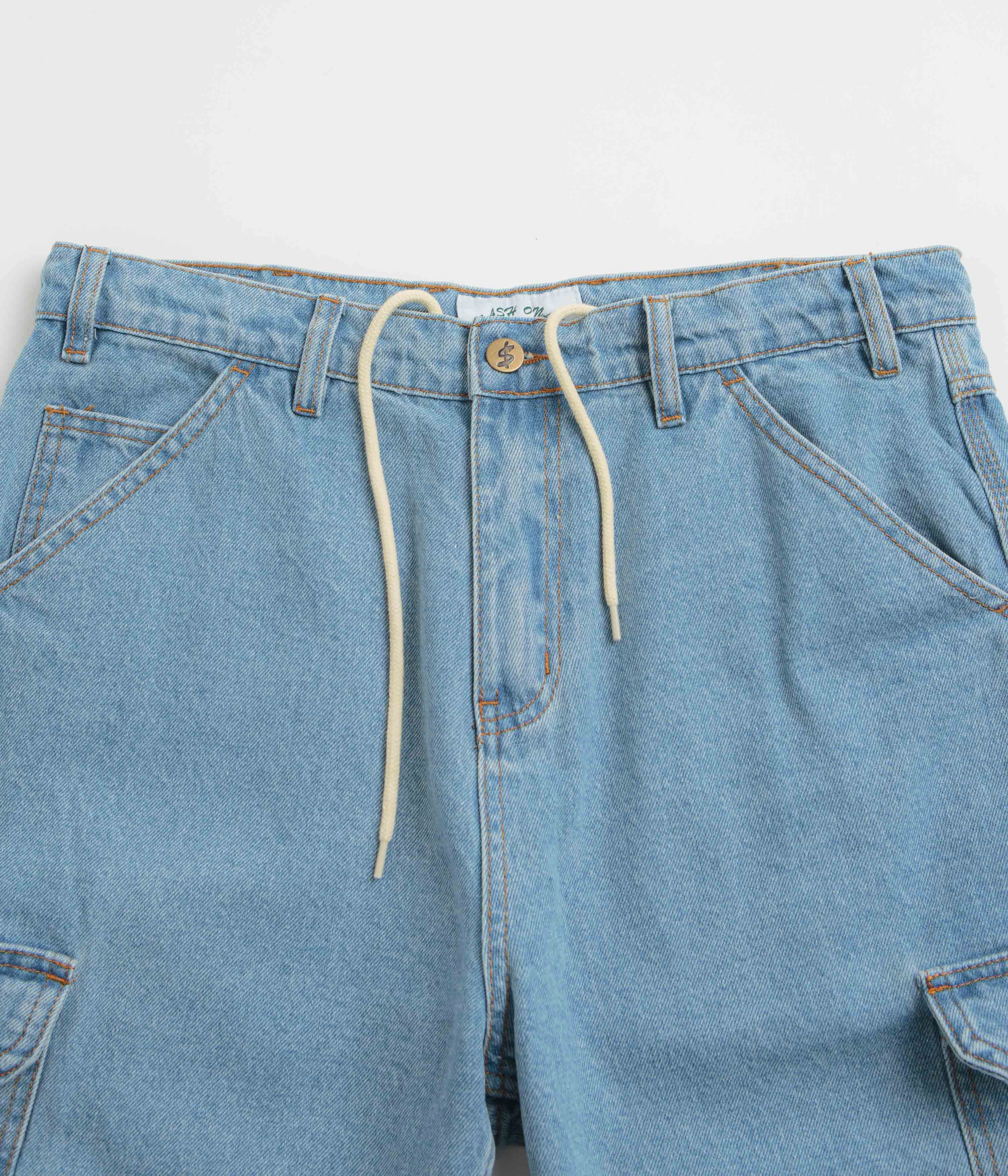 Beach Vibes Cash Only Athletics Denim Shorts - Washed Indigo
