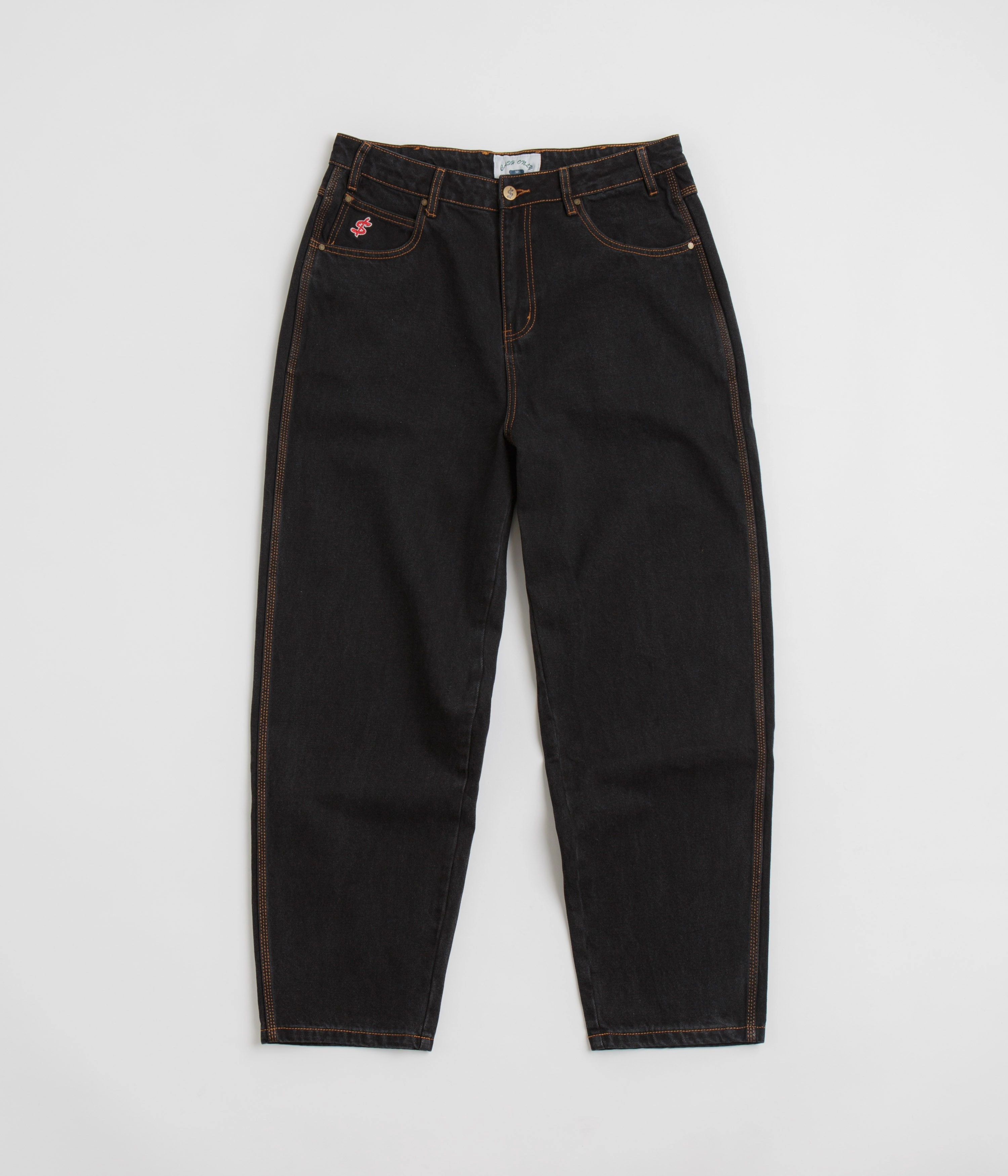 TaglessComfort Cash Only Logo Baggy Jeans - Washed Black / Black