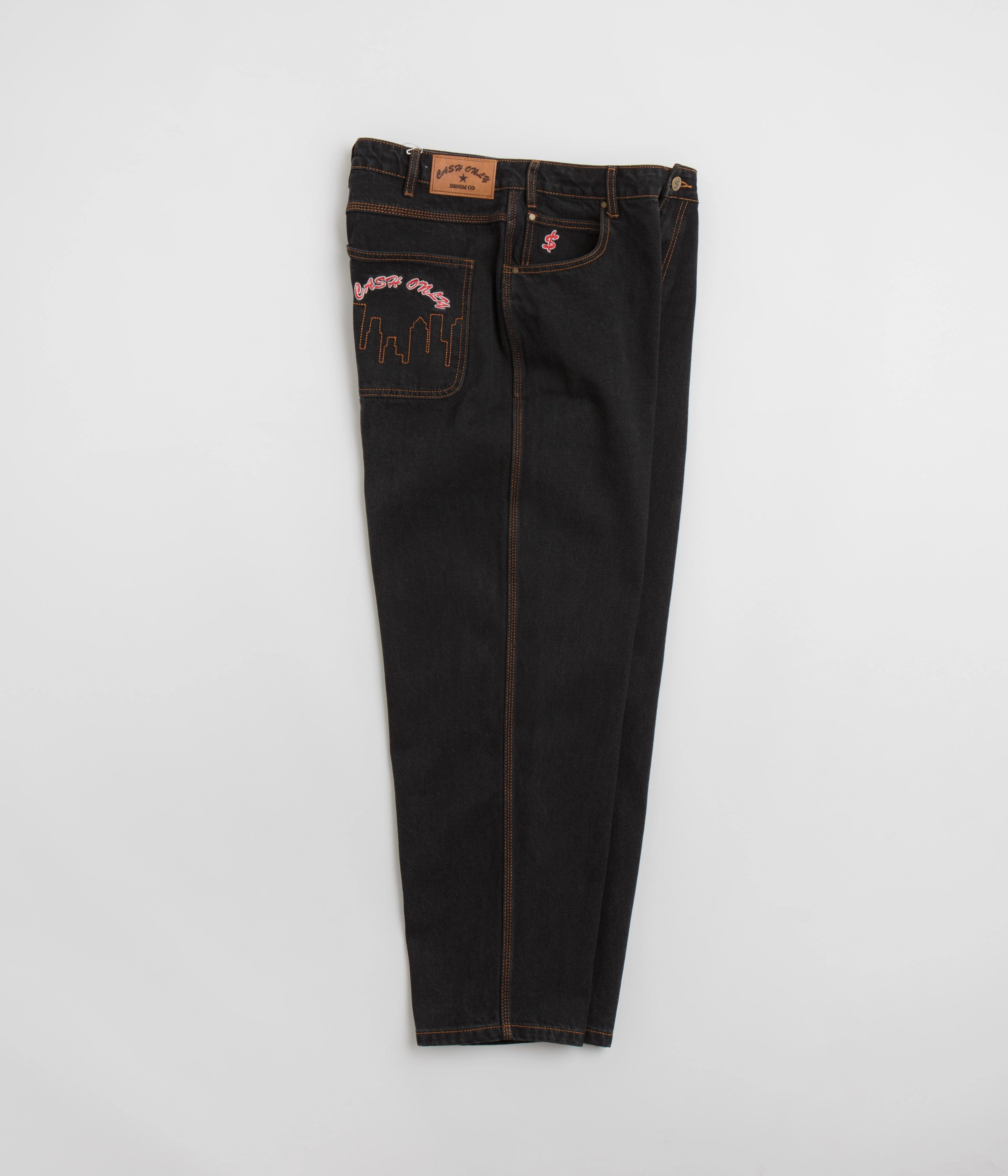Cash Only Logo Baggy Jeans - Washed Black / Black Modern Relaxed
