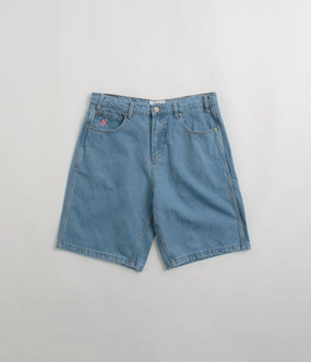 Cash Only Logo Denim Shorts - Washed Indigo water sports use Weightless Travel Design