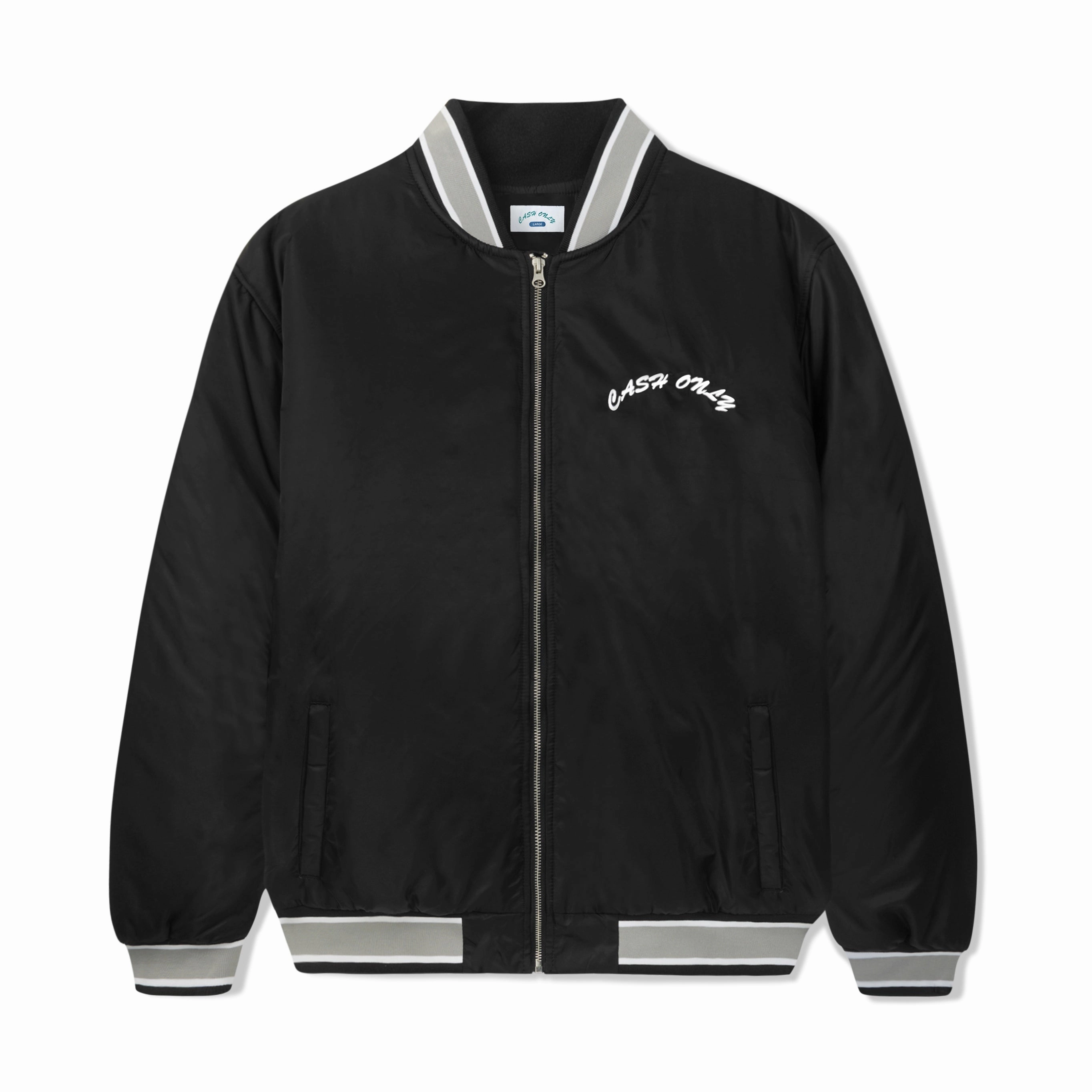 Cash Only Spell Out Bomber Jacket Abrasion Proof Shoulders Weatherproof Barrier