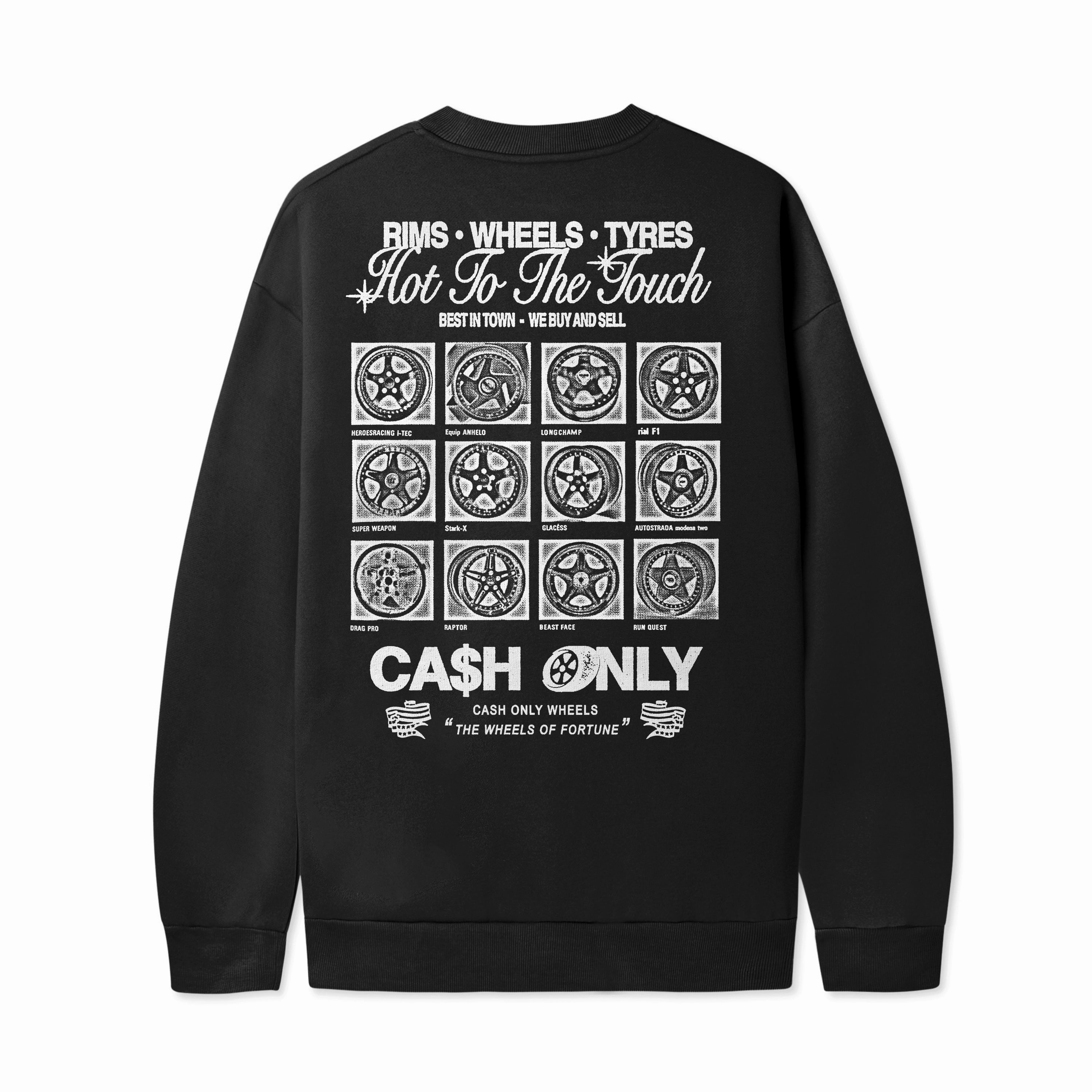 Cash Only Wheels Crewneck Open Glow