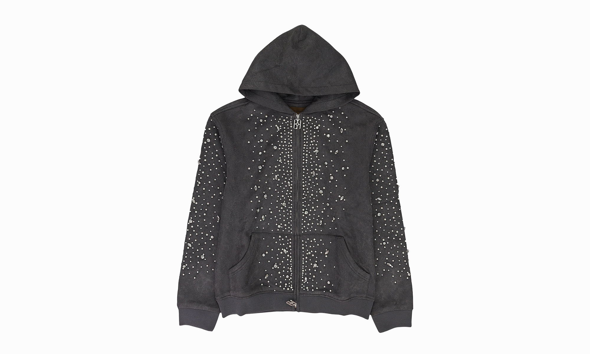 CASHEW BLOSSOM PEARL ZIPPER HOODIE "Grey"