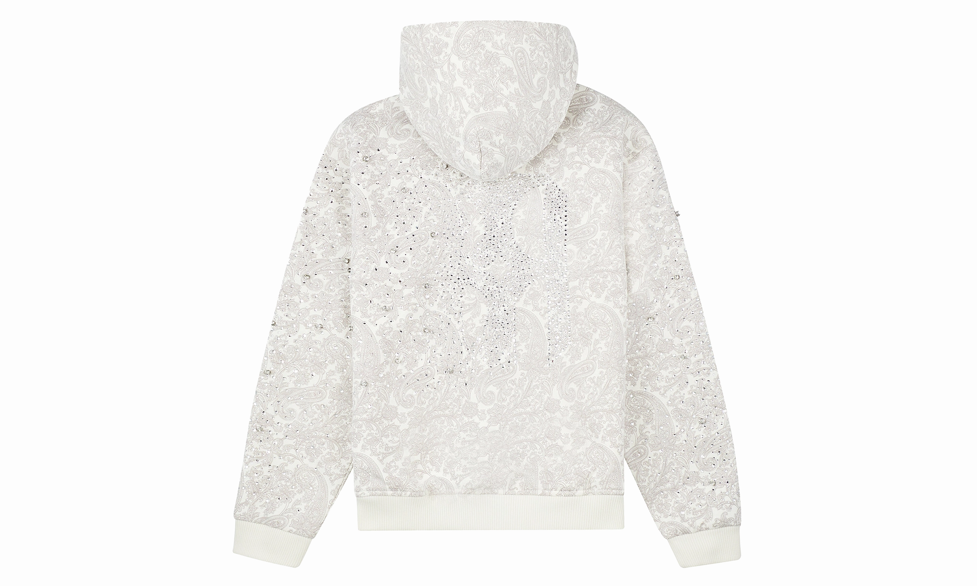 Cashew Blossom Pearl Zipper Hoodie "White"