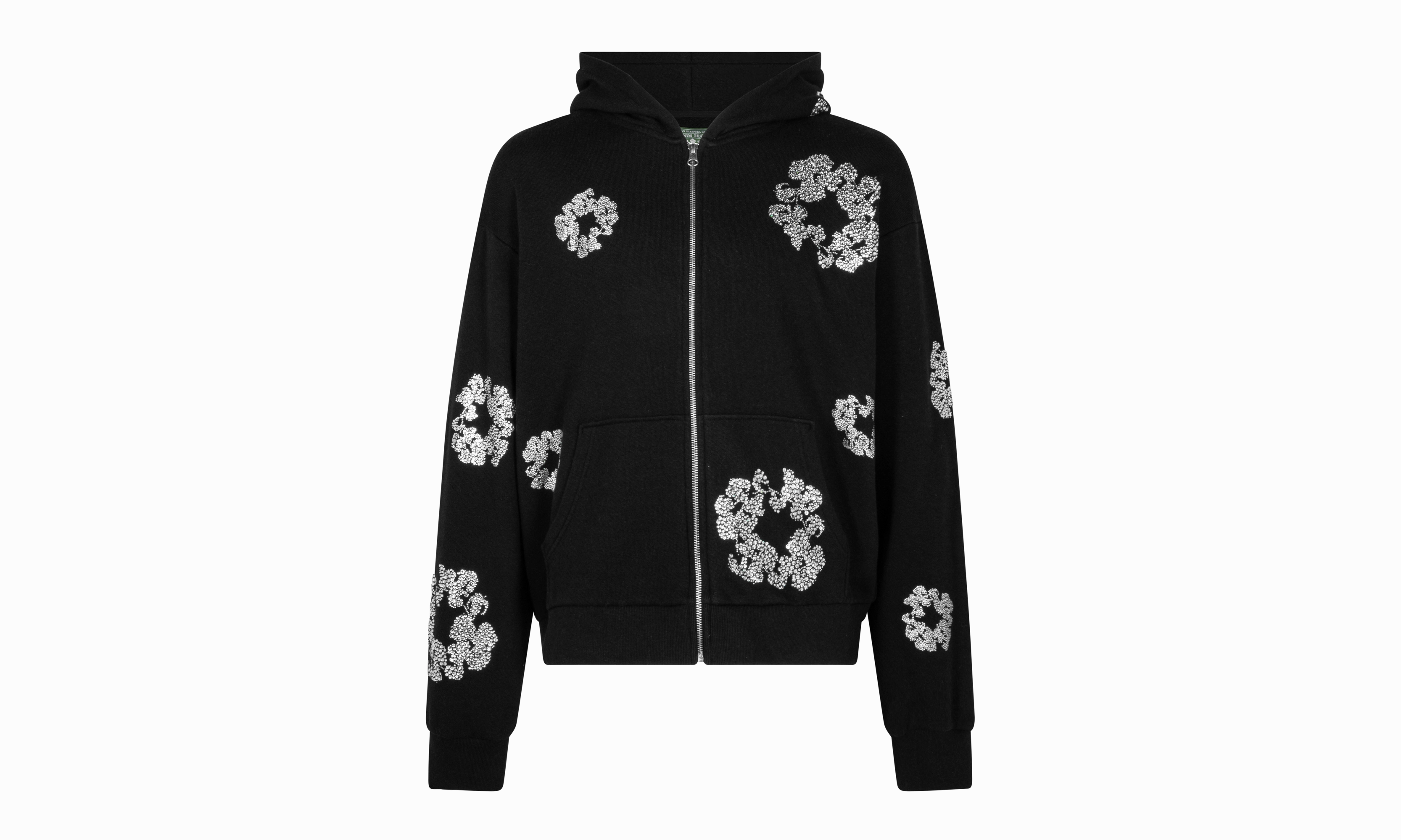 Cashmere Swarovski Cotton Wreath Zip Hoodie "Black"