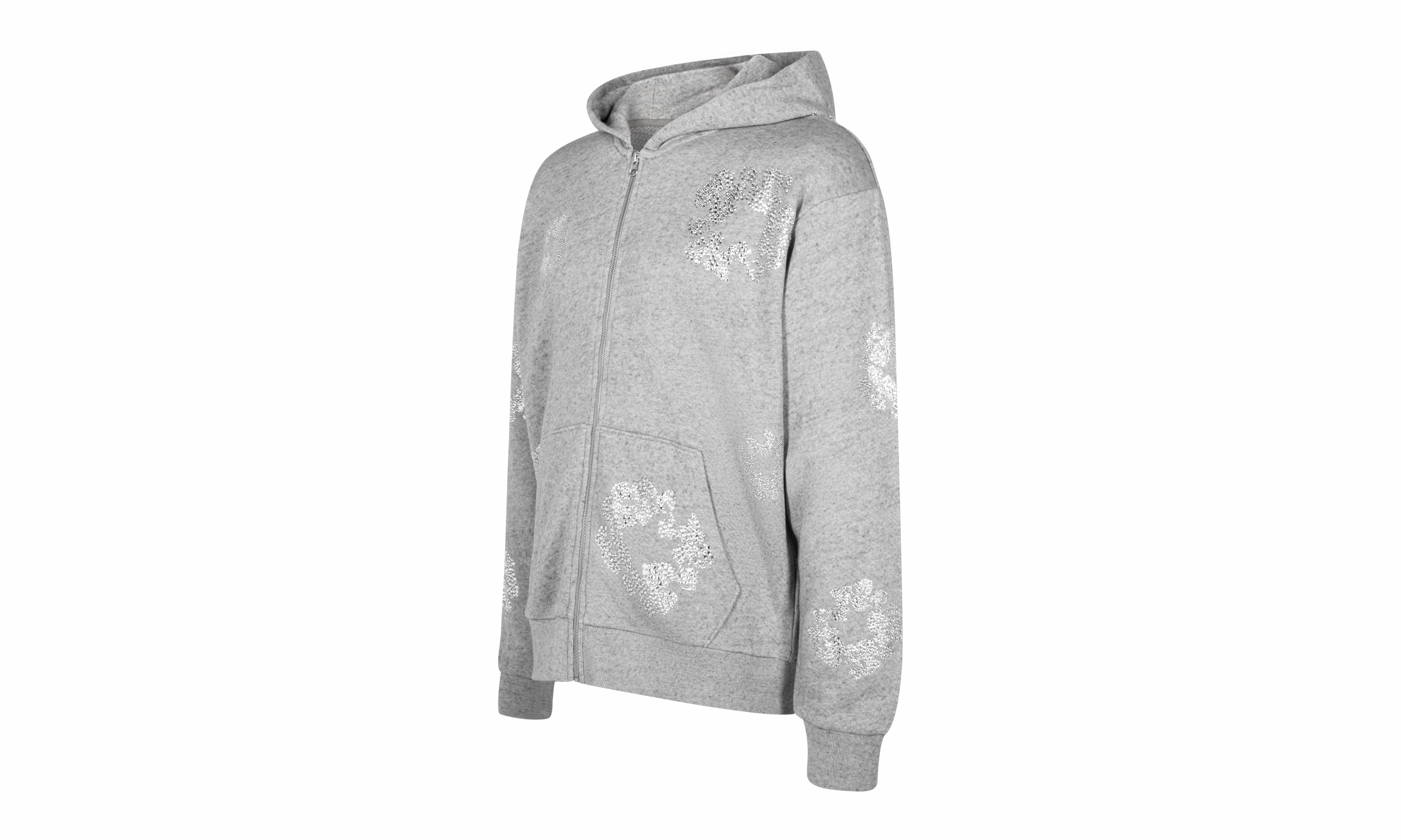 Cashmere Swarovski Cotton Wreath Zip Hoodie "Grey"