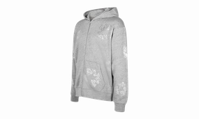 Cashmere Swarovski Cotton Wreath Zip Hoodie "Grey"
