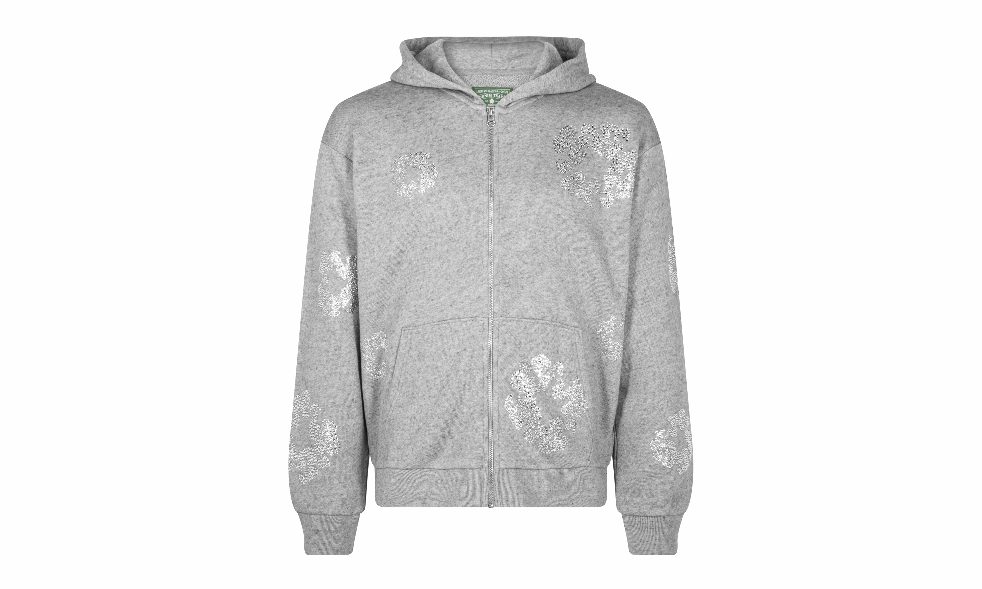 Cashmere Swarovski Cotton Wreath Zip Hoodie "Grey"